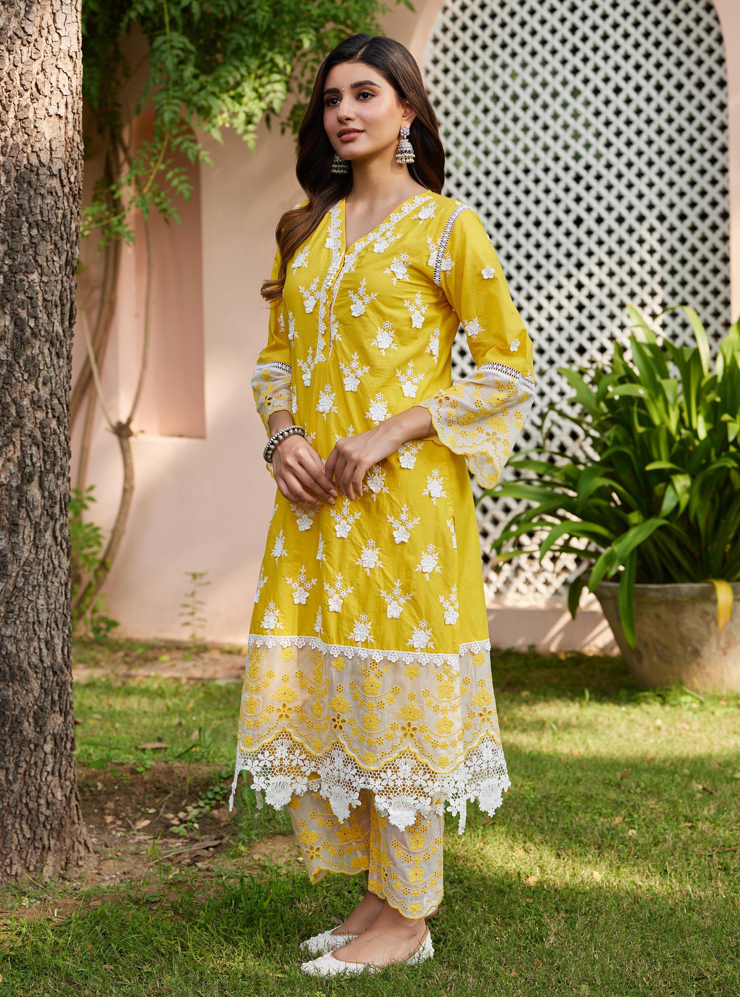 Mulmul Cotton Reeva Yellow Pant