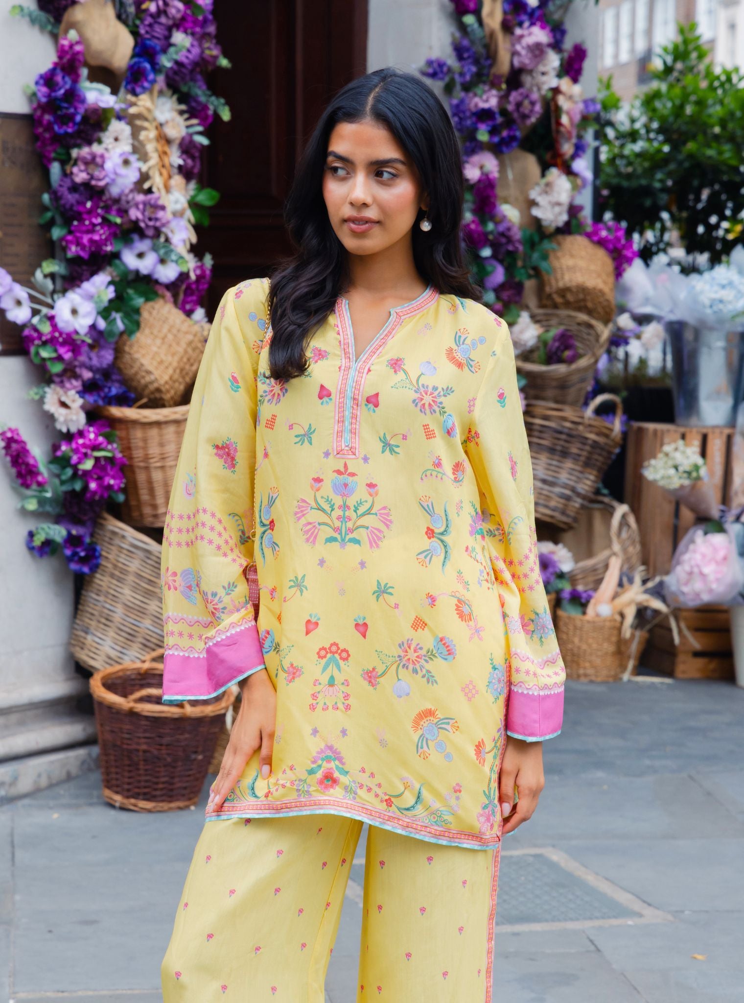 Evara Lawn Printed Yellow Co-ord Set