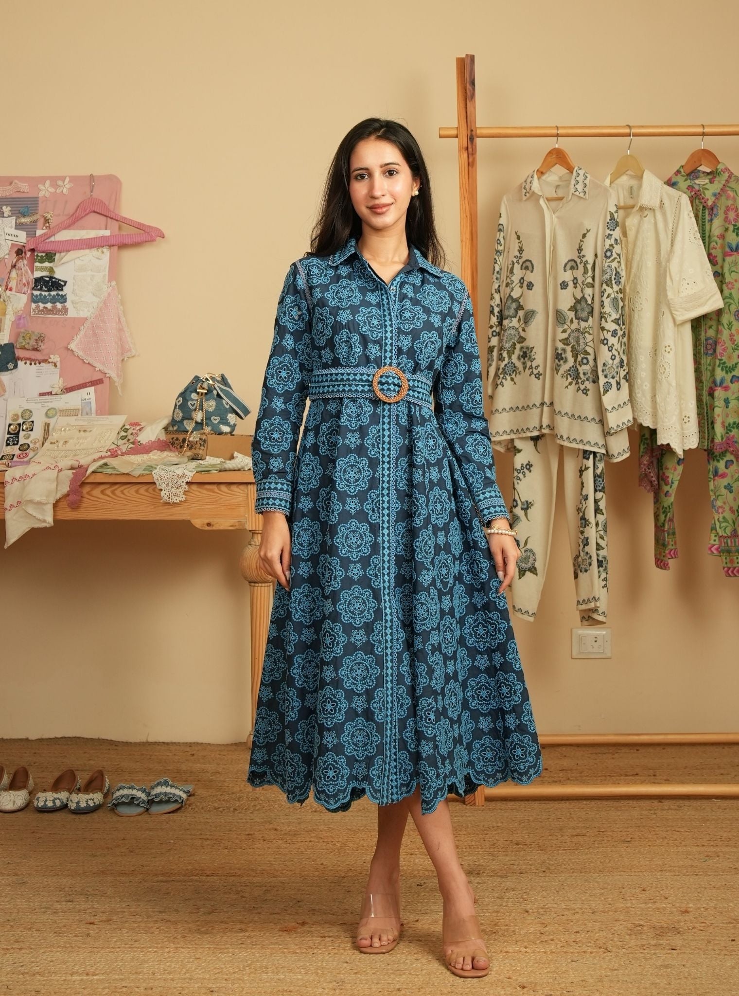 Mulmul Cotton Sansa Navy Dress