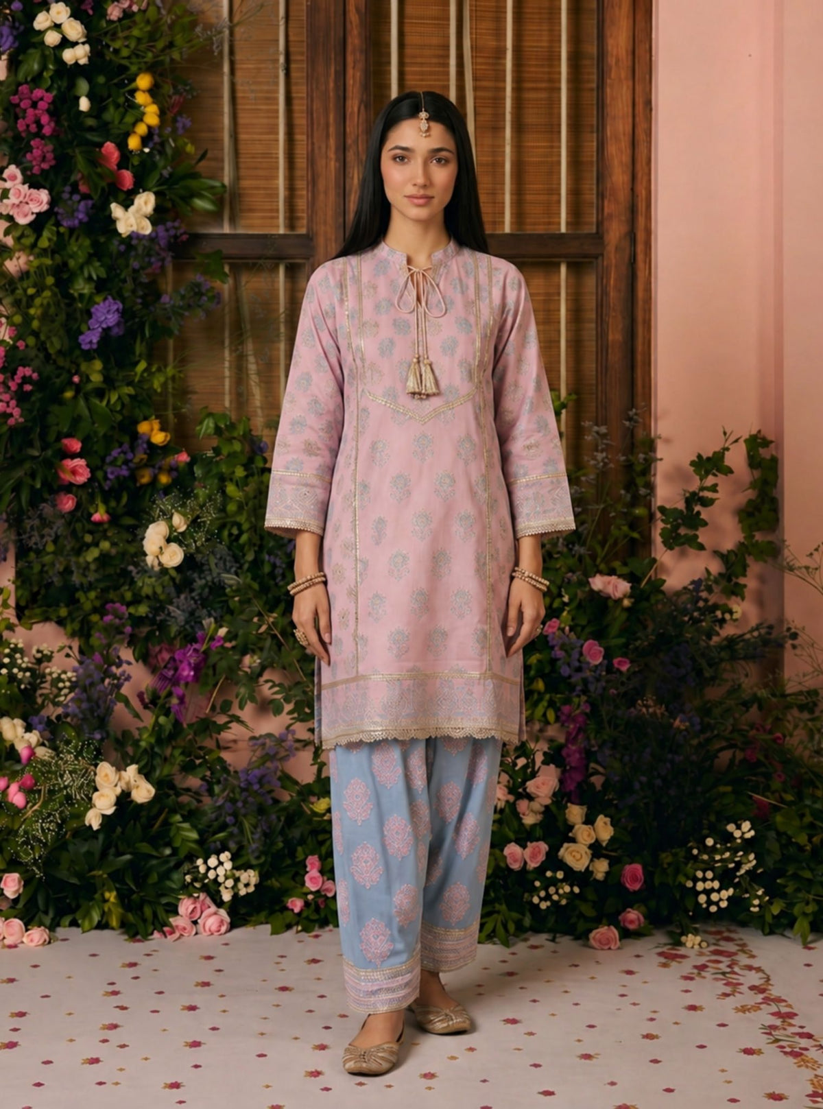 Aphinya Supima Cotton Pink Kurta Set