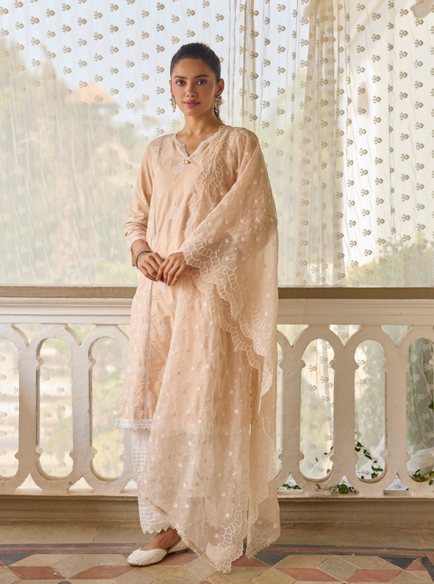 Kannur Supima Cotton Beige Kurta Set