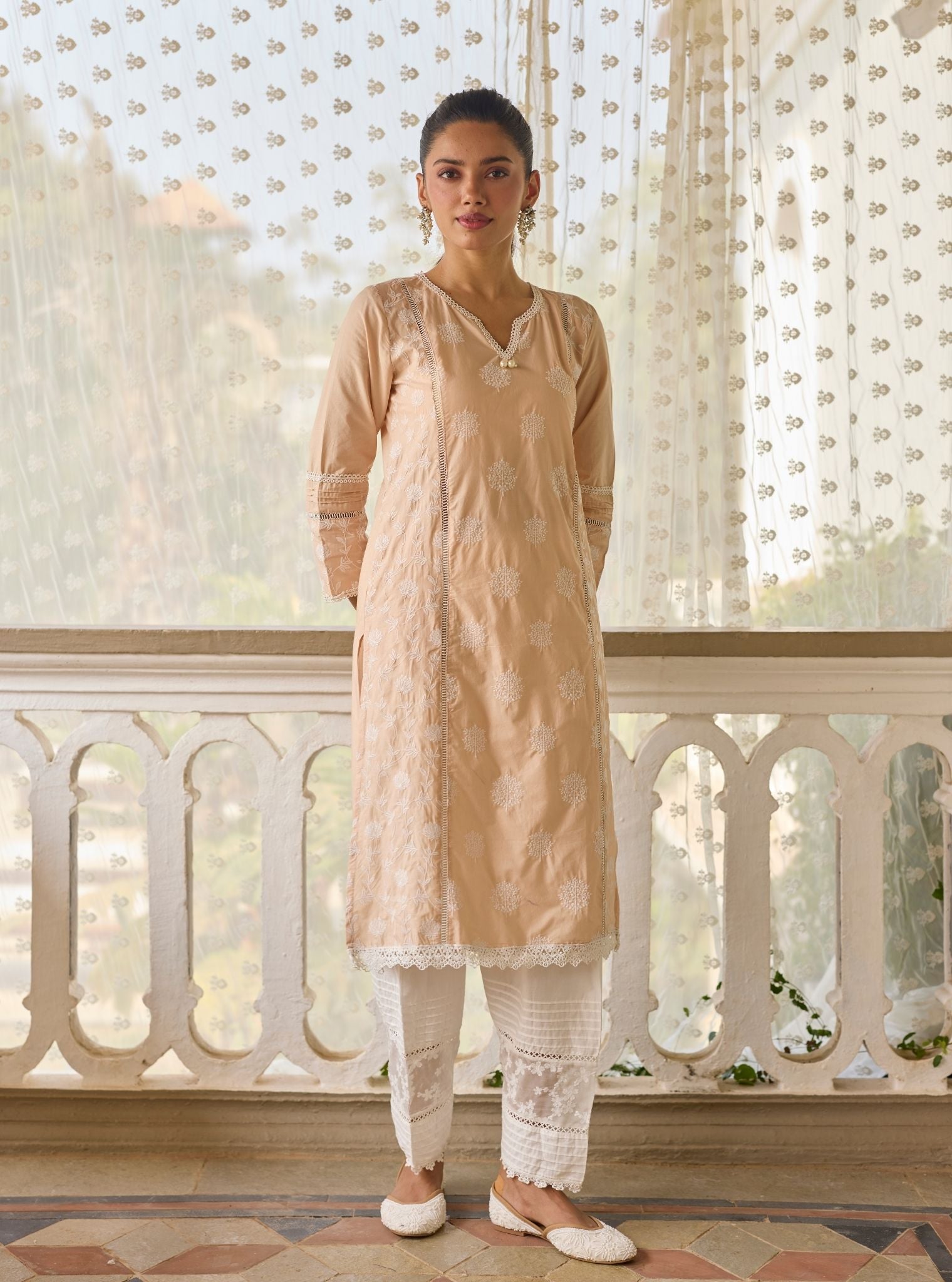 Kannur Supima Cotton Beige Kurta Set