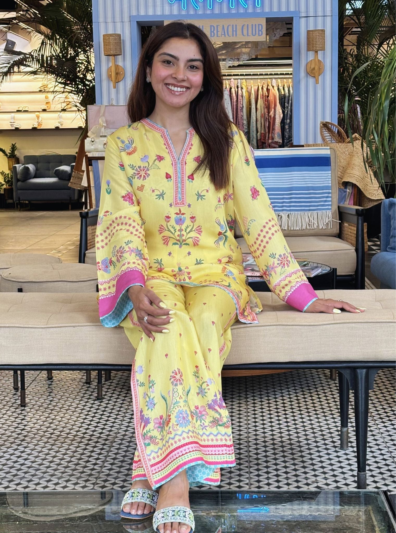 Evara Lawn Printed Yellow Co-ord Set