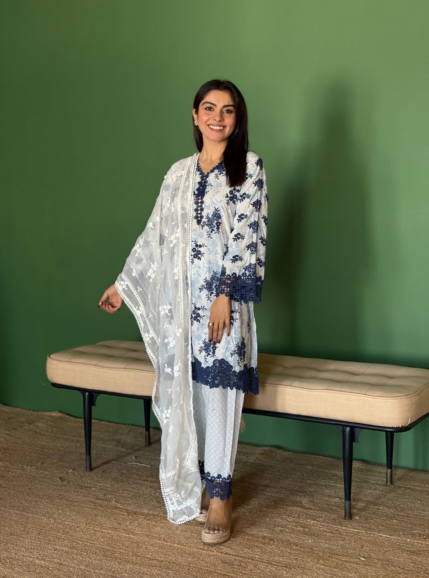 Yamya Supima Cotton White Kurta Set