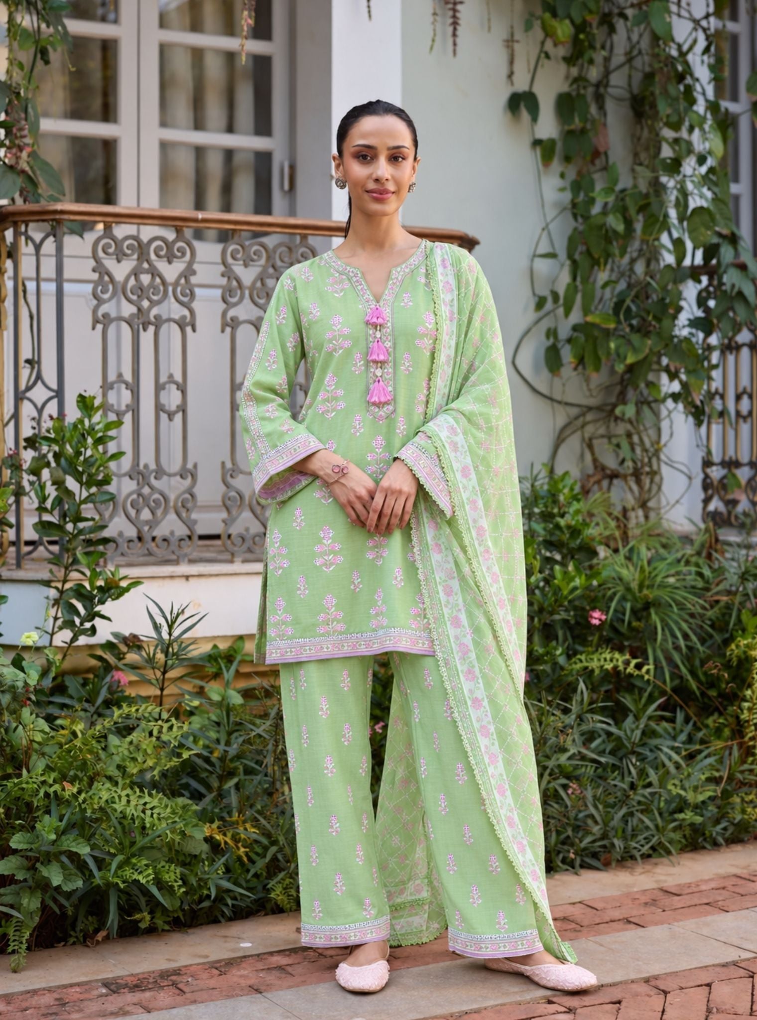 Zano Linen Green Kurta Set