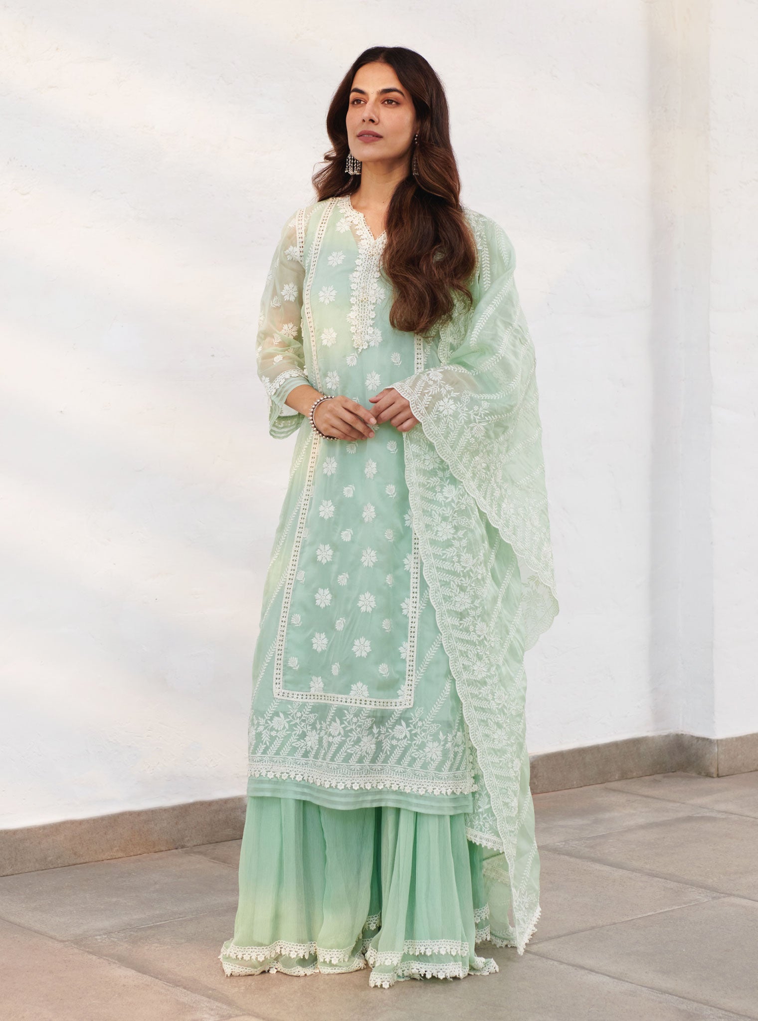 Mulmul Organza  Glamorgan Green Dupatta