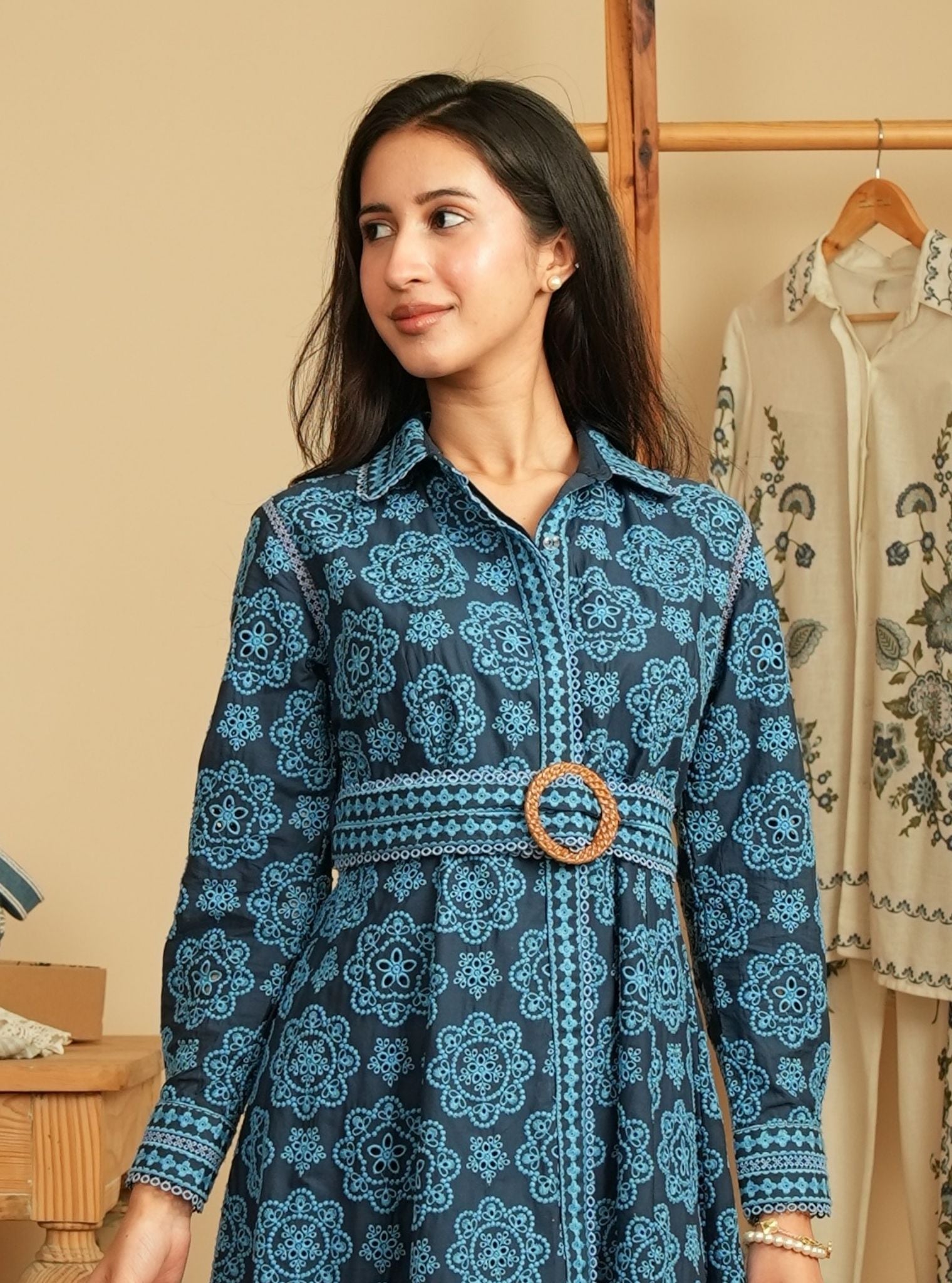 Mulmul Cotton Sansa Navy Dress
