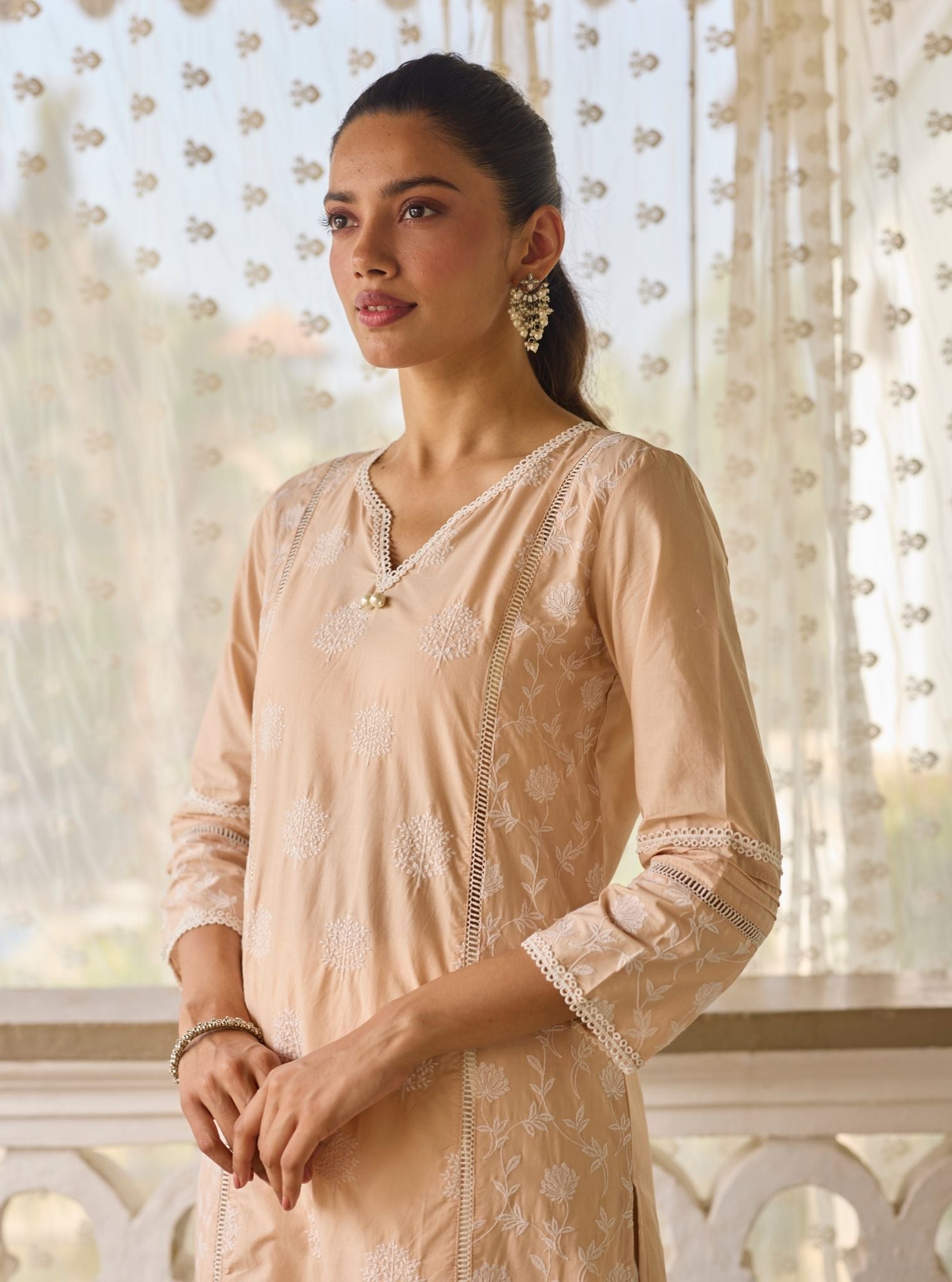 Kannur Supima Cotton Beige Kurta Set