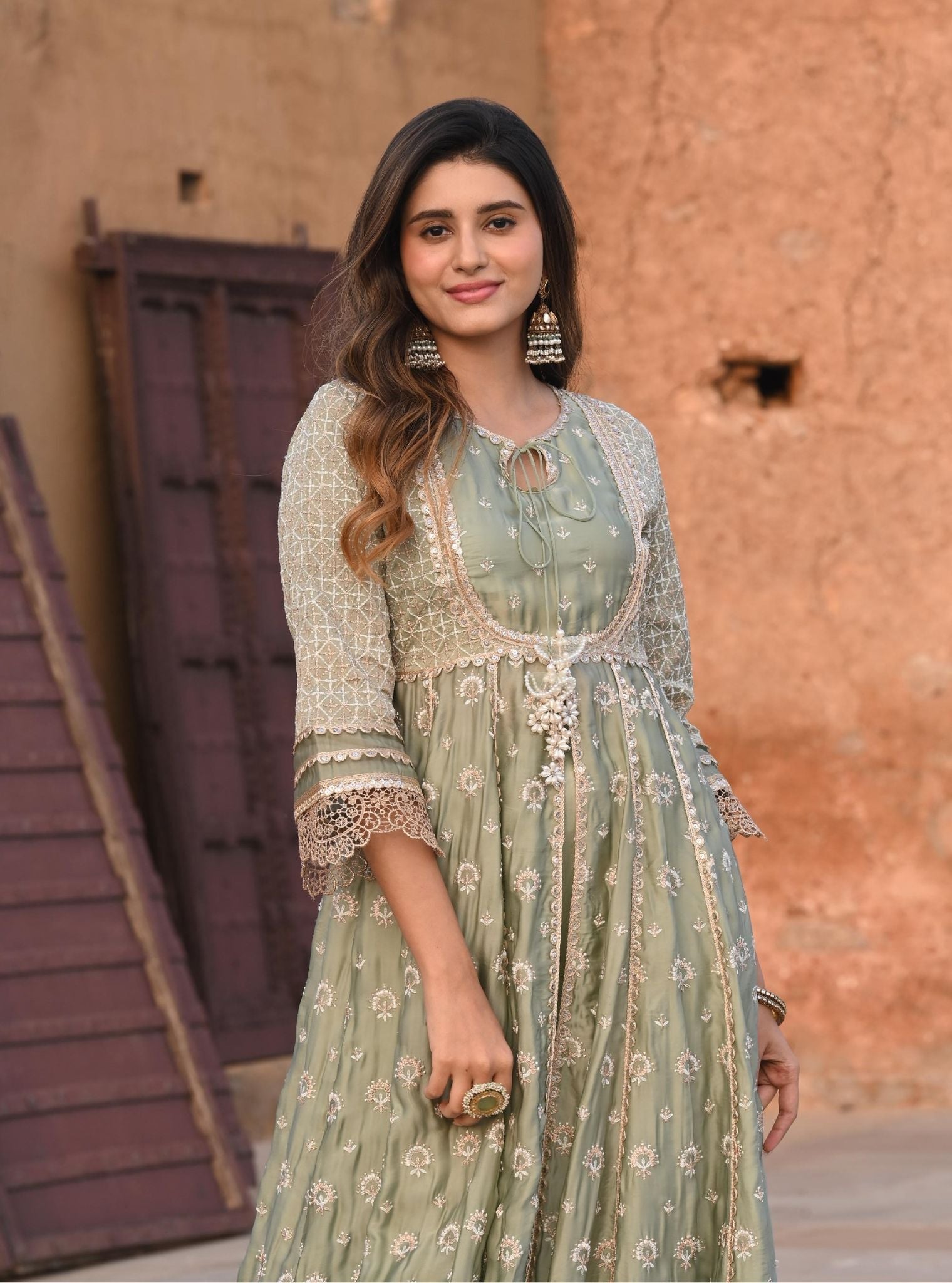 Green anarkali kurta best sale