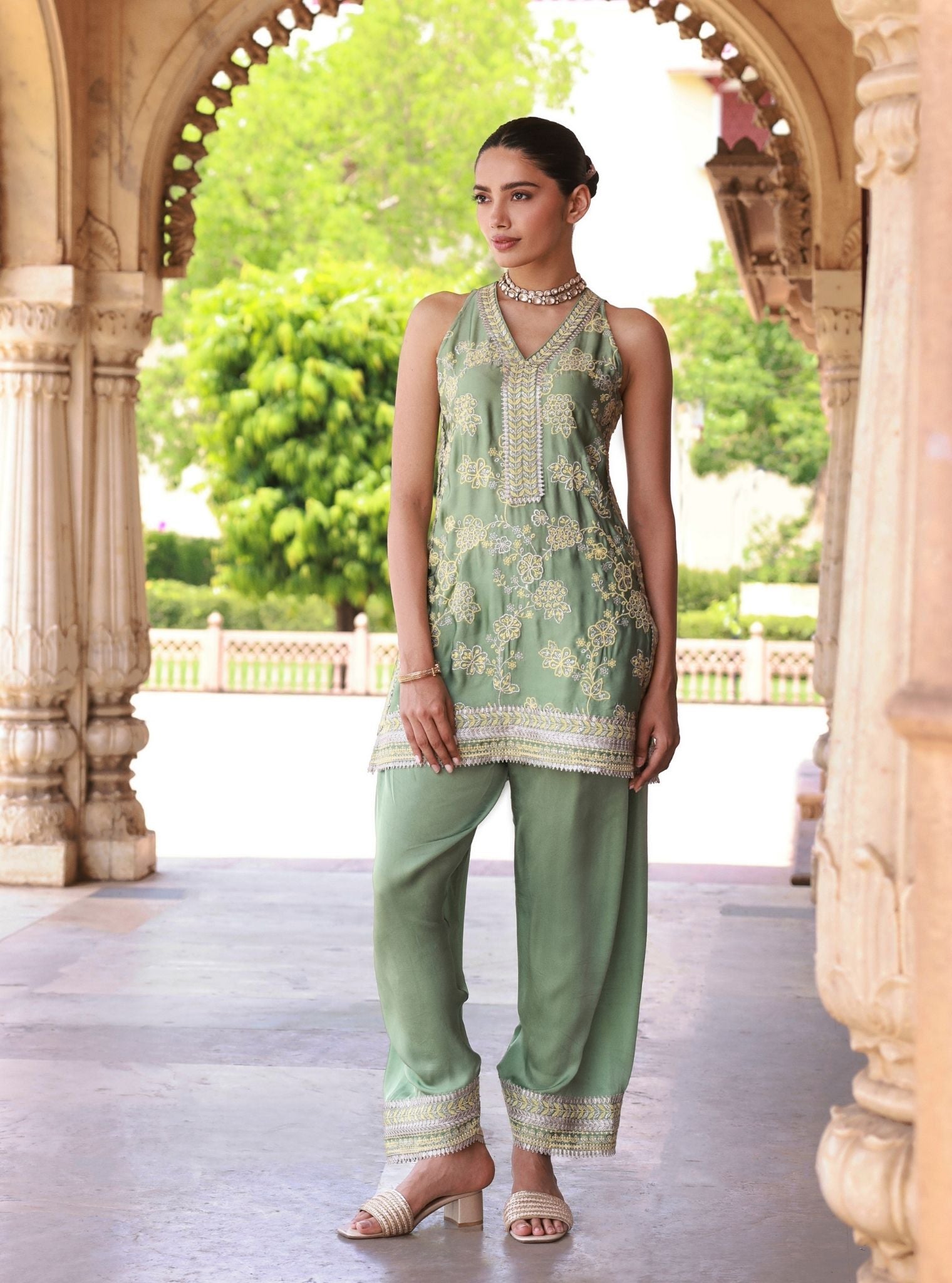 Jivara Sage Green Kurta Set