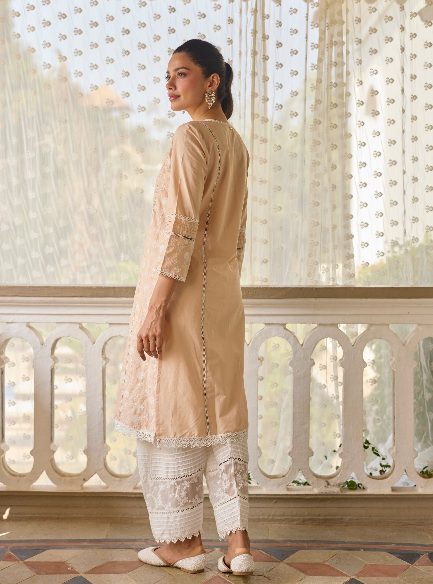 Kannur Supima Cotton Beige Kurta Set