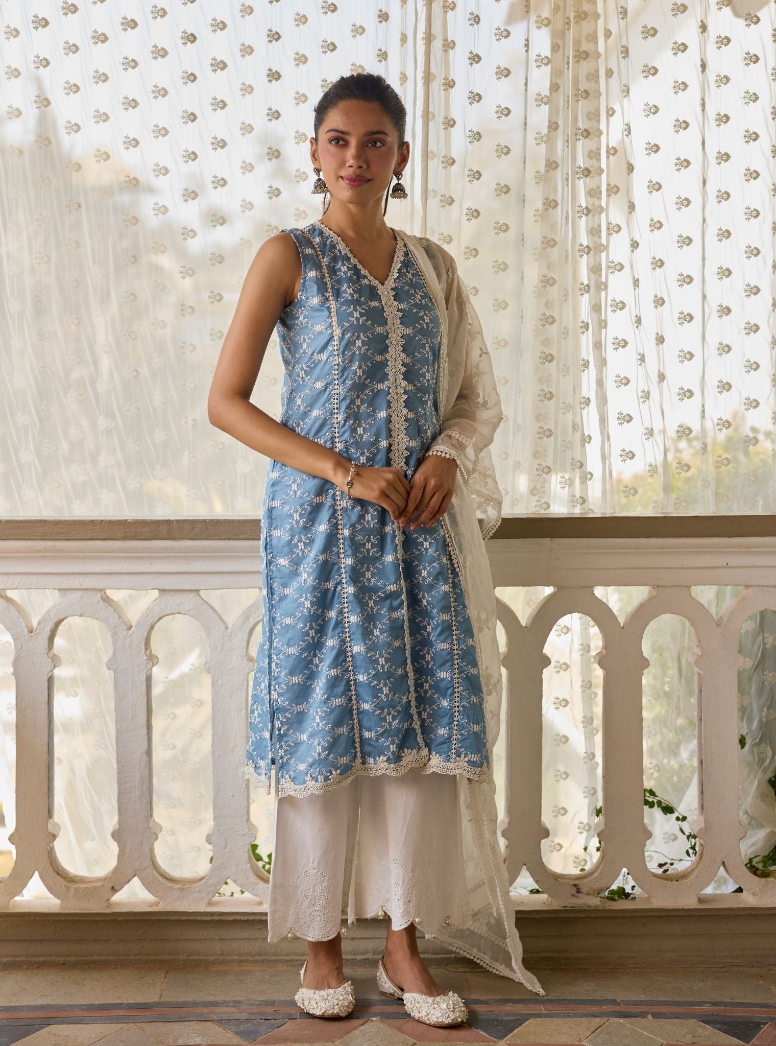 Eshana Supima Cotton Denim Kurta Set