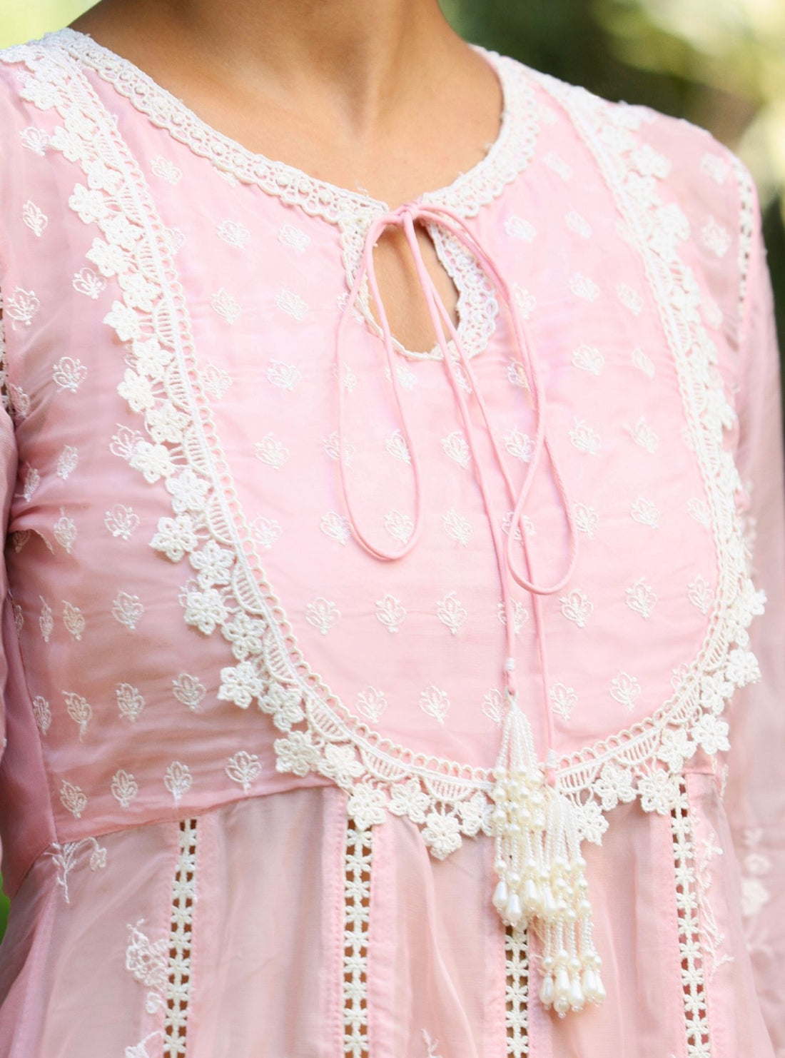 Zola Organza Pink Anarkali Kurta Set