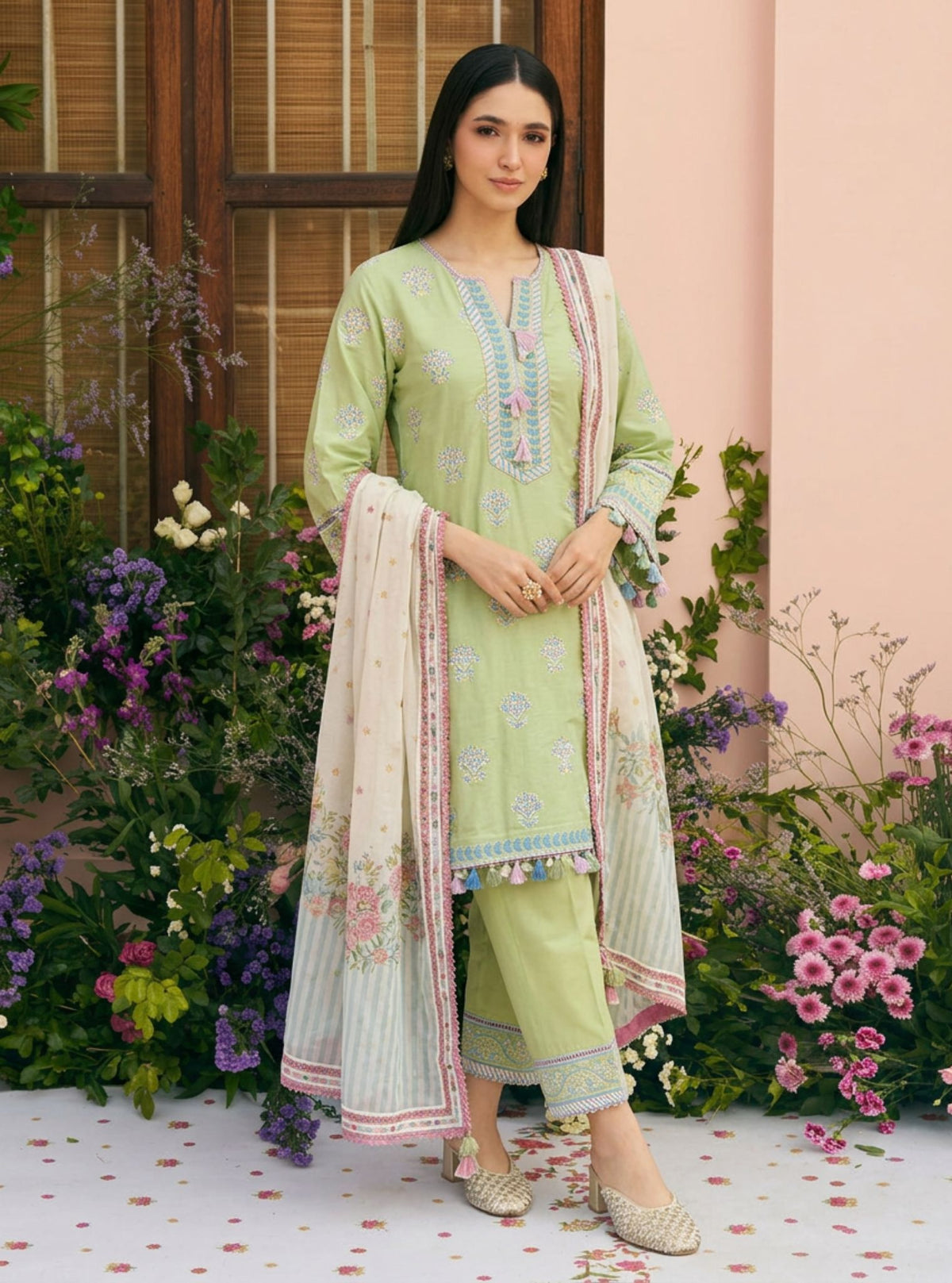 Amoli Supima Cotton Green Kurta Set
