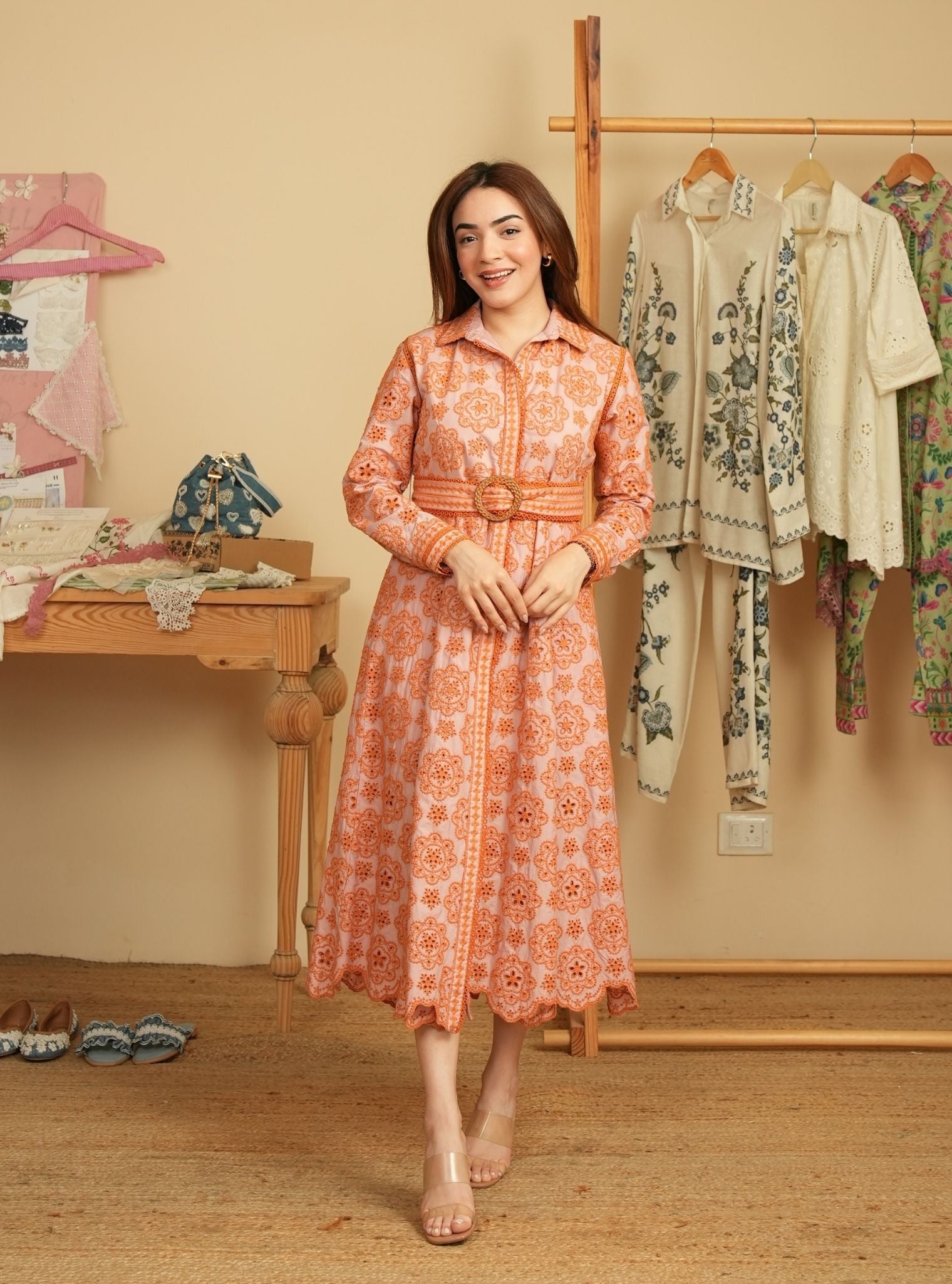 Mulmul Cotton Sansa Light Pink Dress
