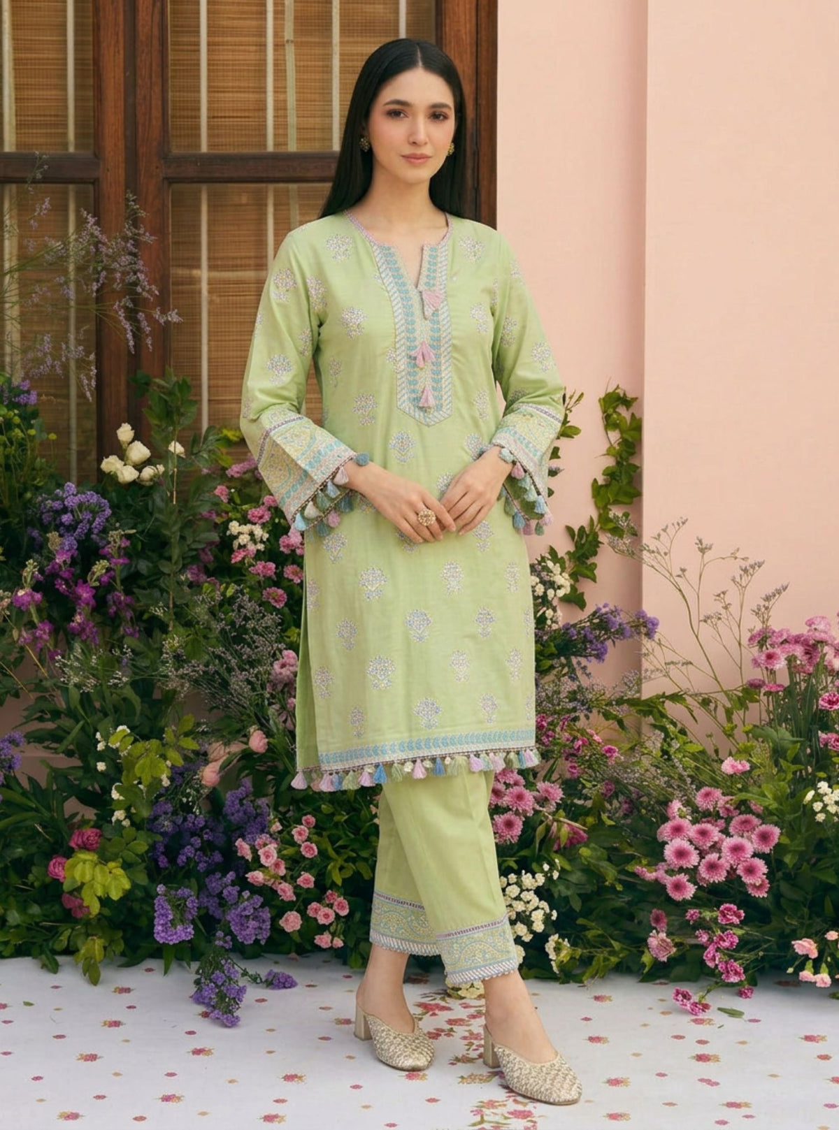 Amoli Supima Cotton Green Kurta Set