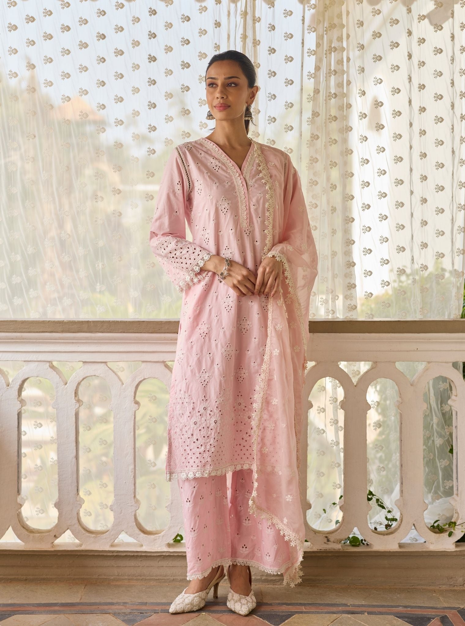 Peehu Supima Cotton Pink Kurta Set