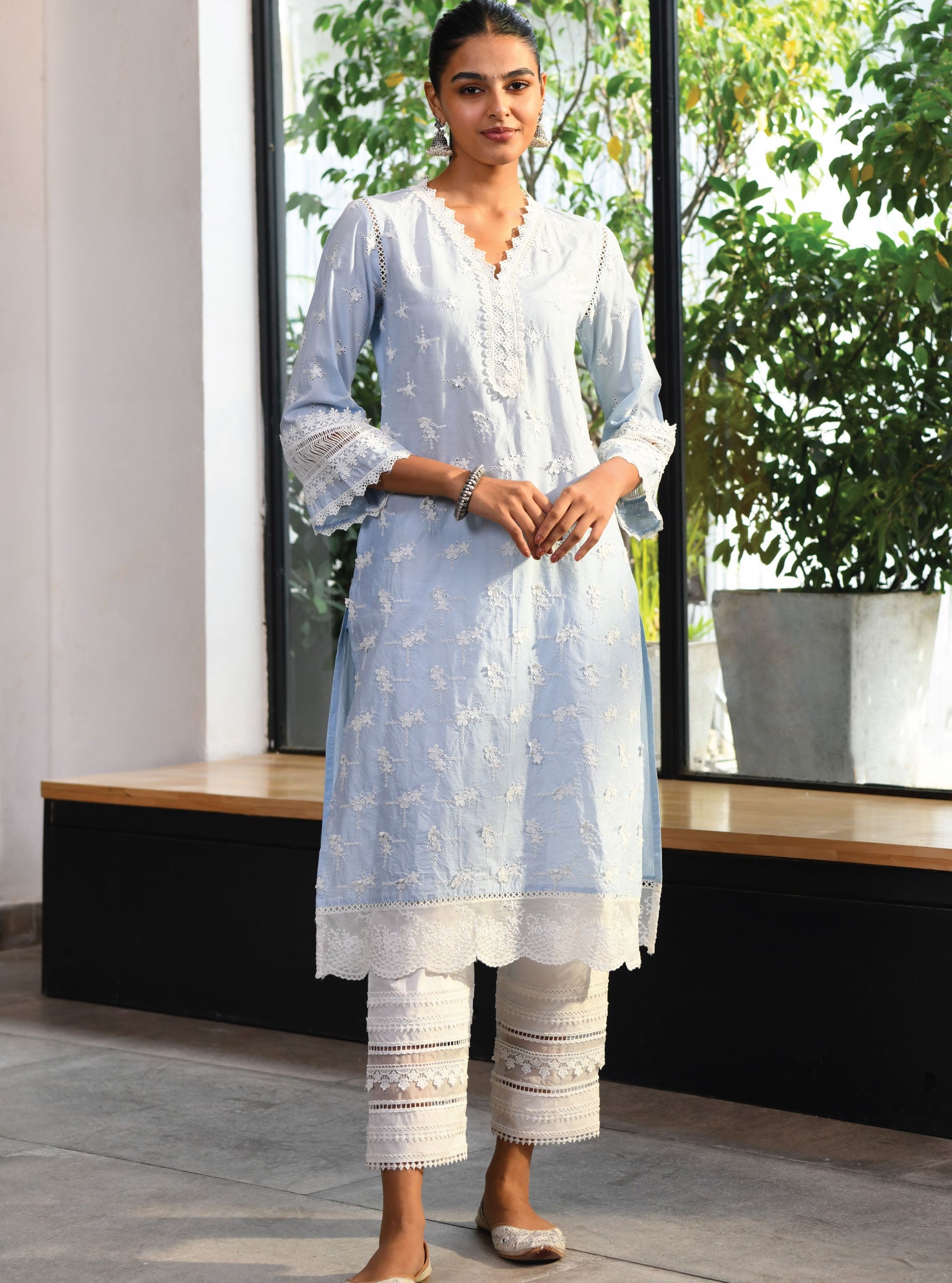 Mulmul Cotton Salisbury Blue Kurta