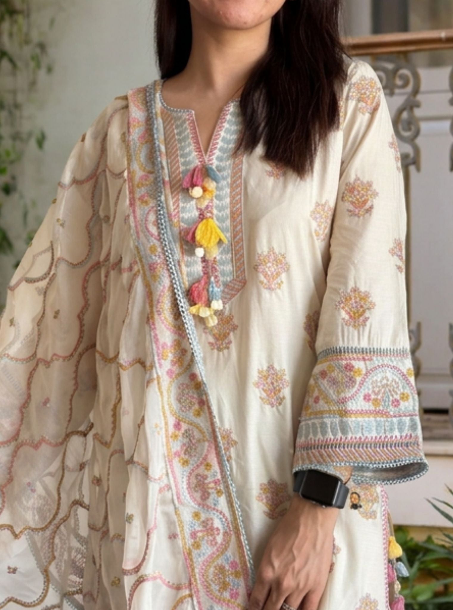 Amoli Supima Cotton Off White Kurta Set
