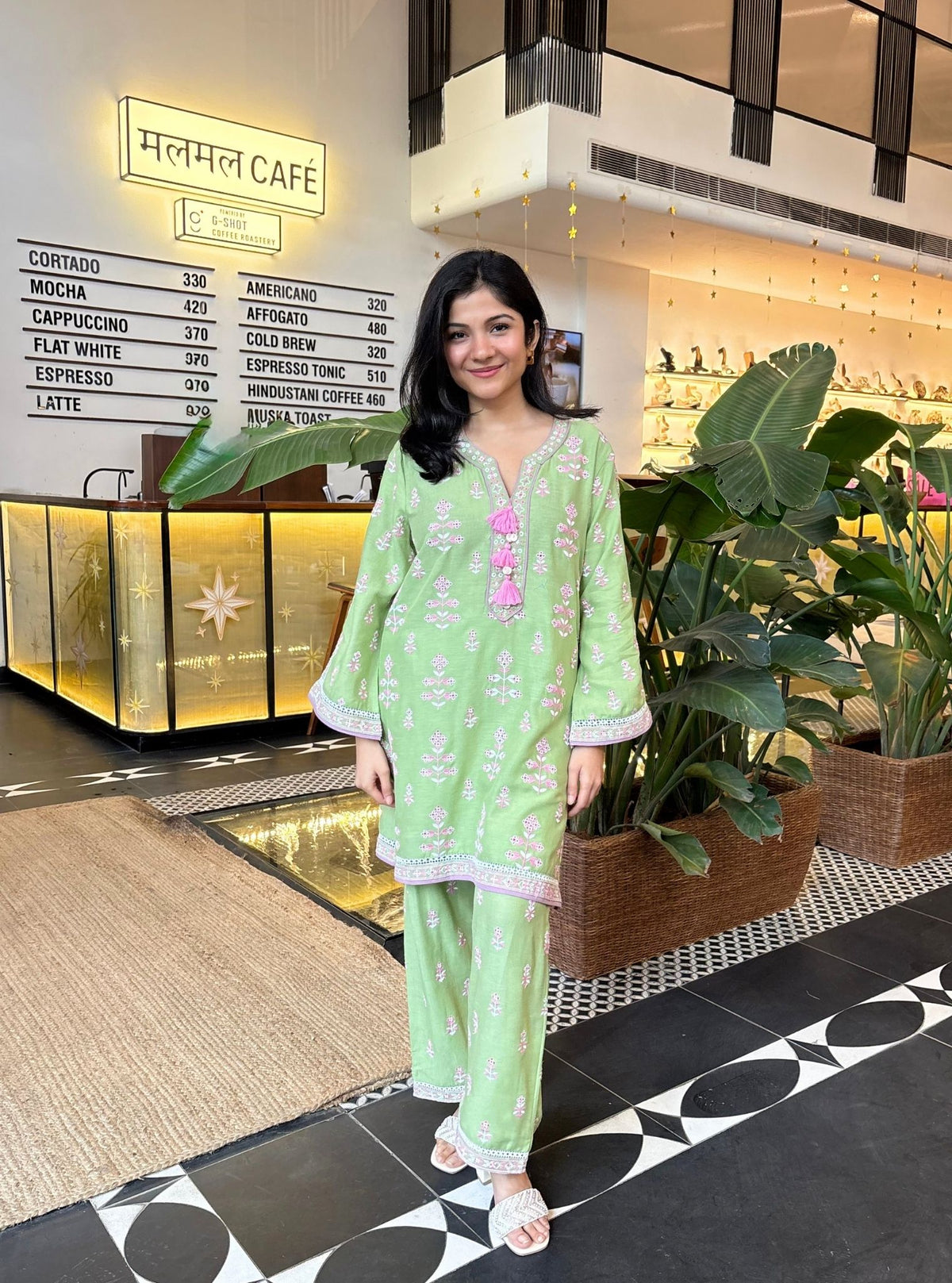 Zano Linen Green Kurta Set
