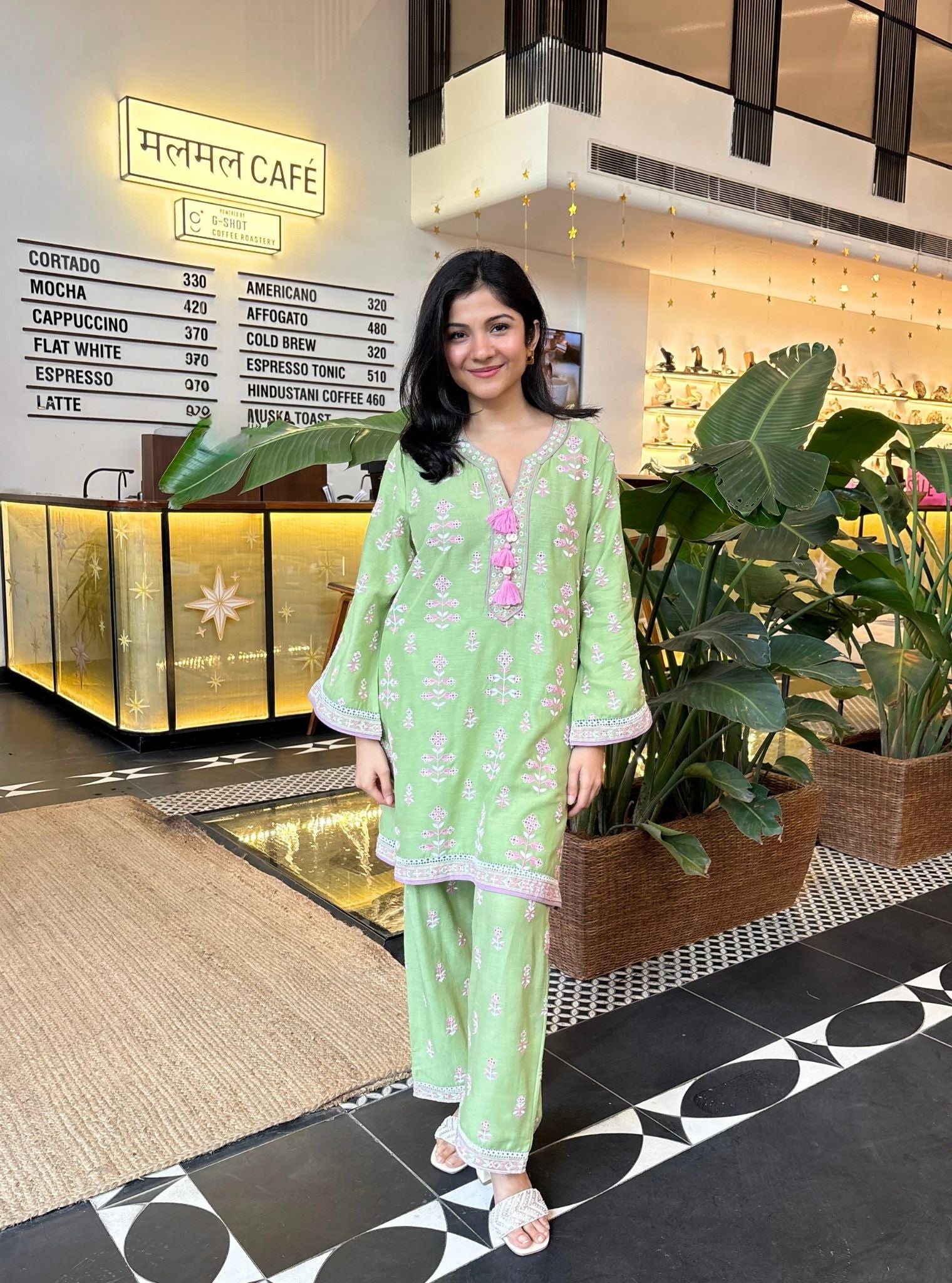Zano Linen Green Kurta Set