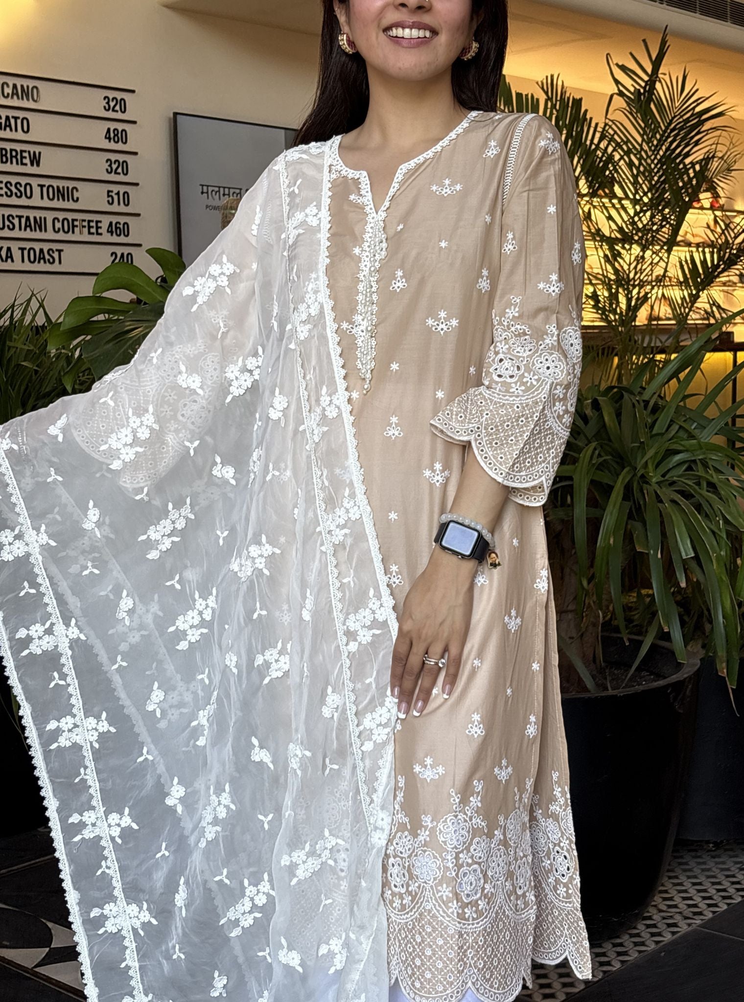 Dhaagey Supima Cotton Beige Kurta Set