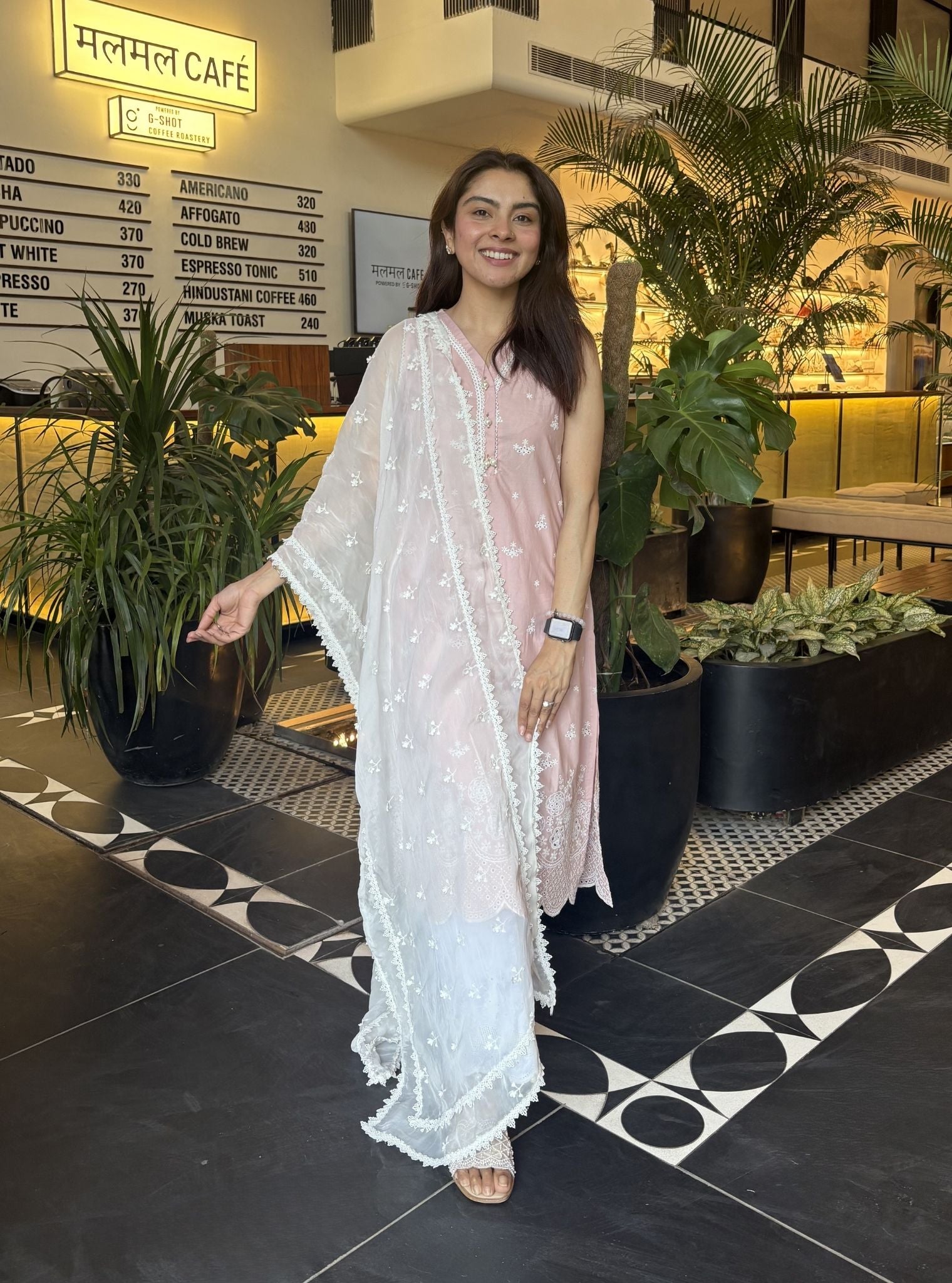 Kora Supima Cotton Dusty Pink Kurta Set