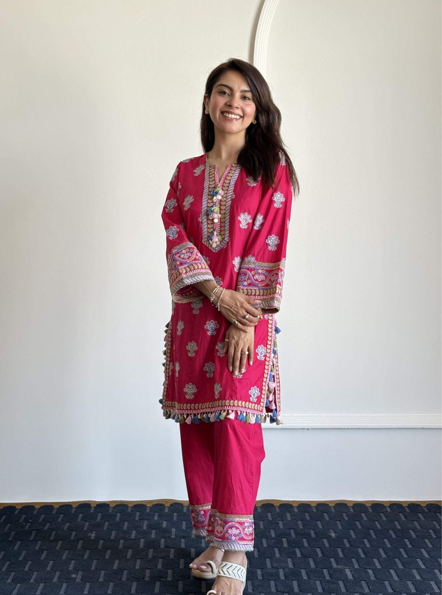 Amoli Supima Cotton Fuschia Kurta Set