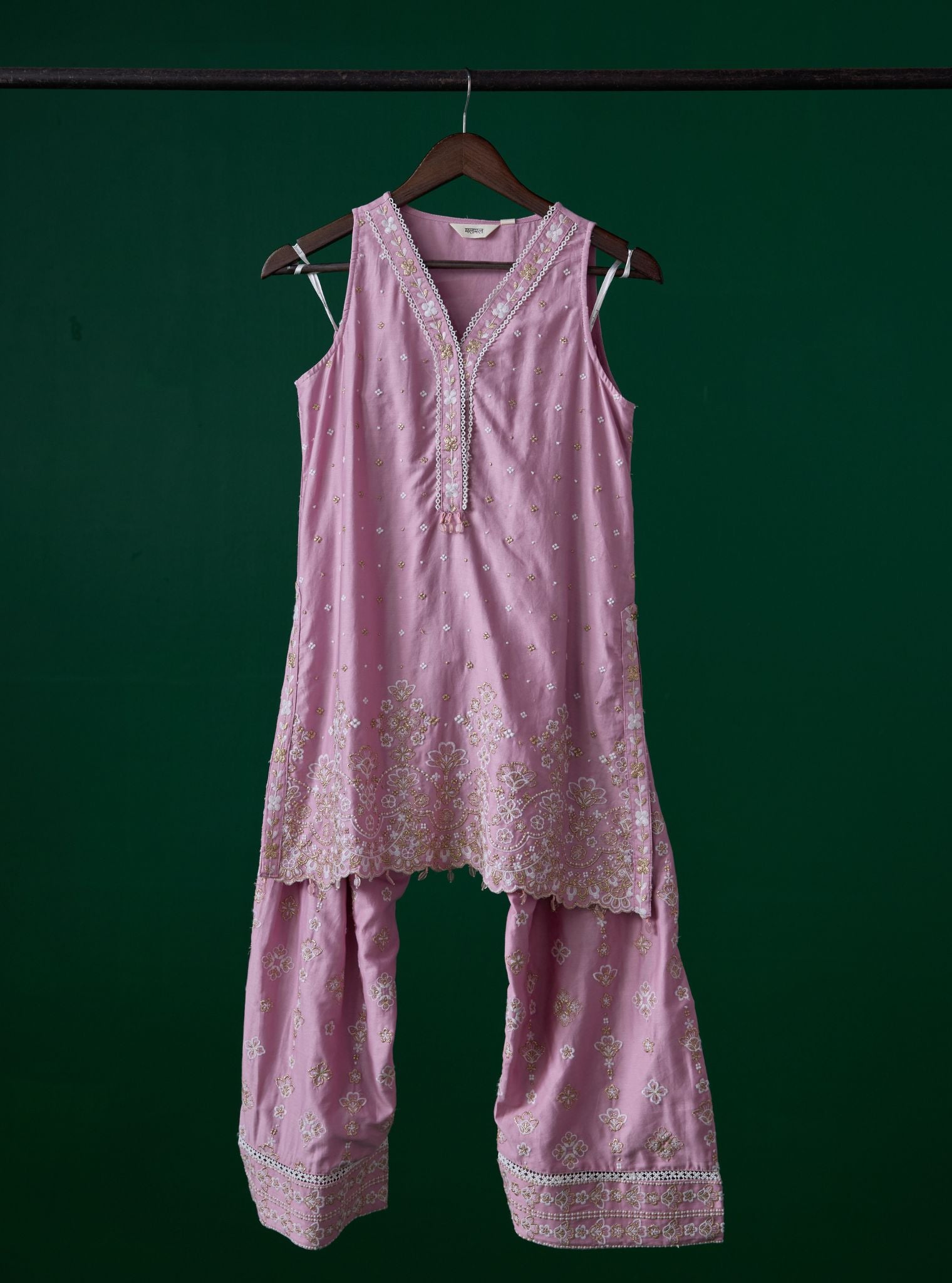 Novie Pima Satin Pink Kurta Set