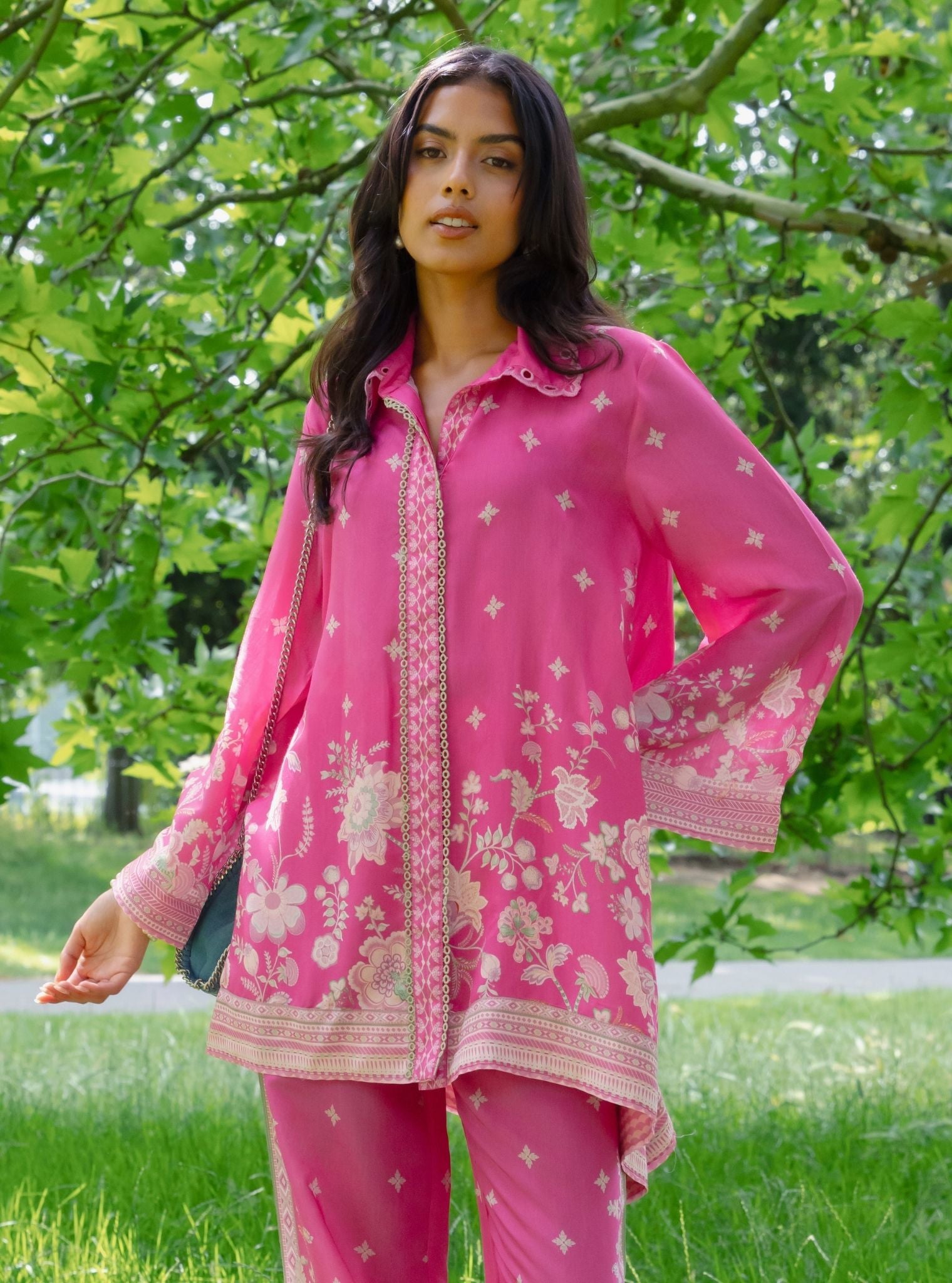 Odelle Lawn Printed Fuchsia Co-ord Set