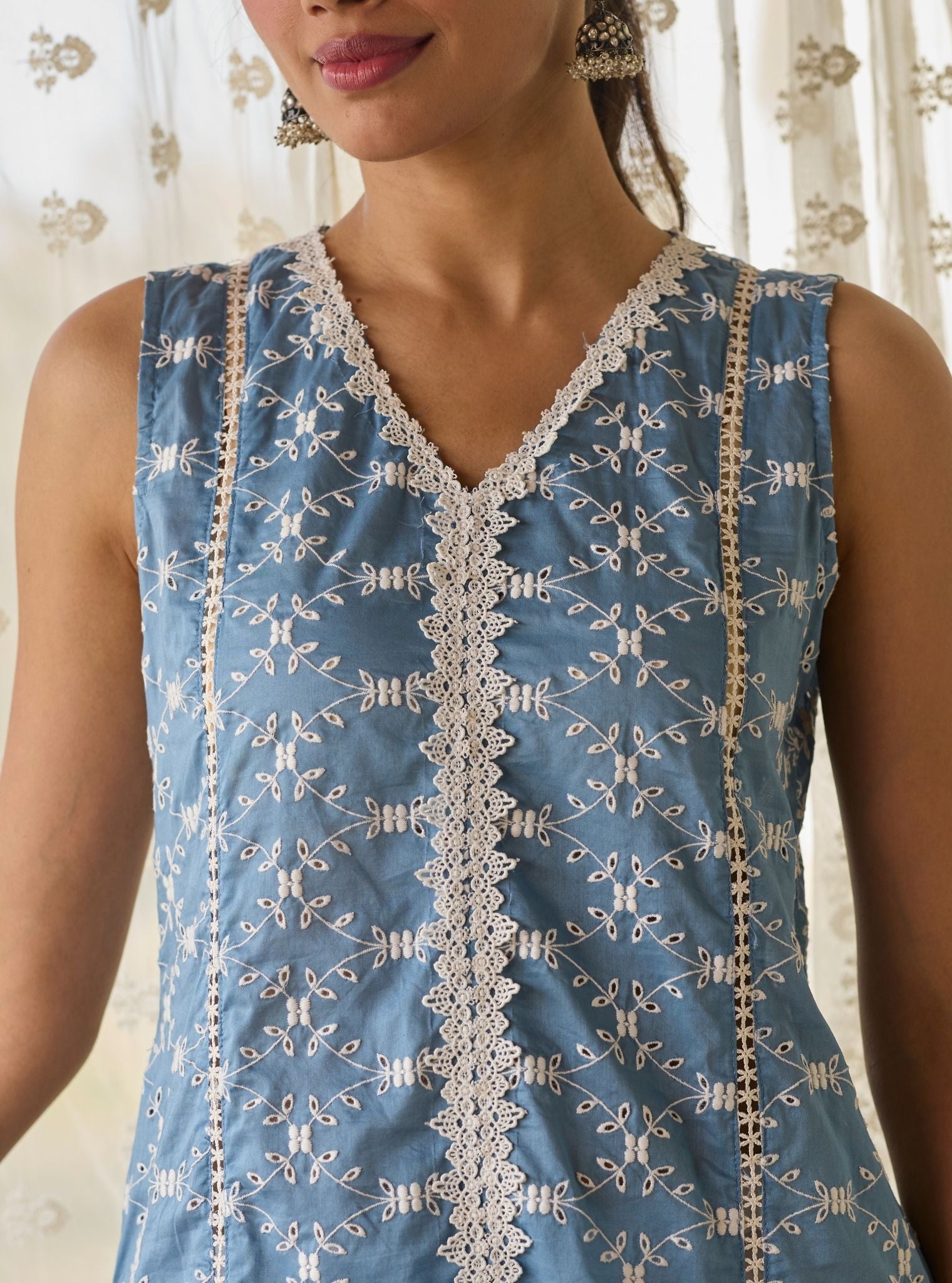 Eshana Supima Cotton Denim Kurta Set