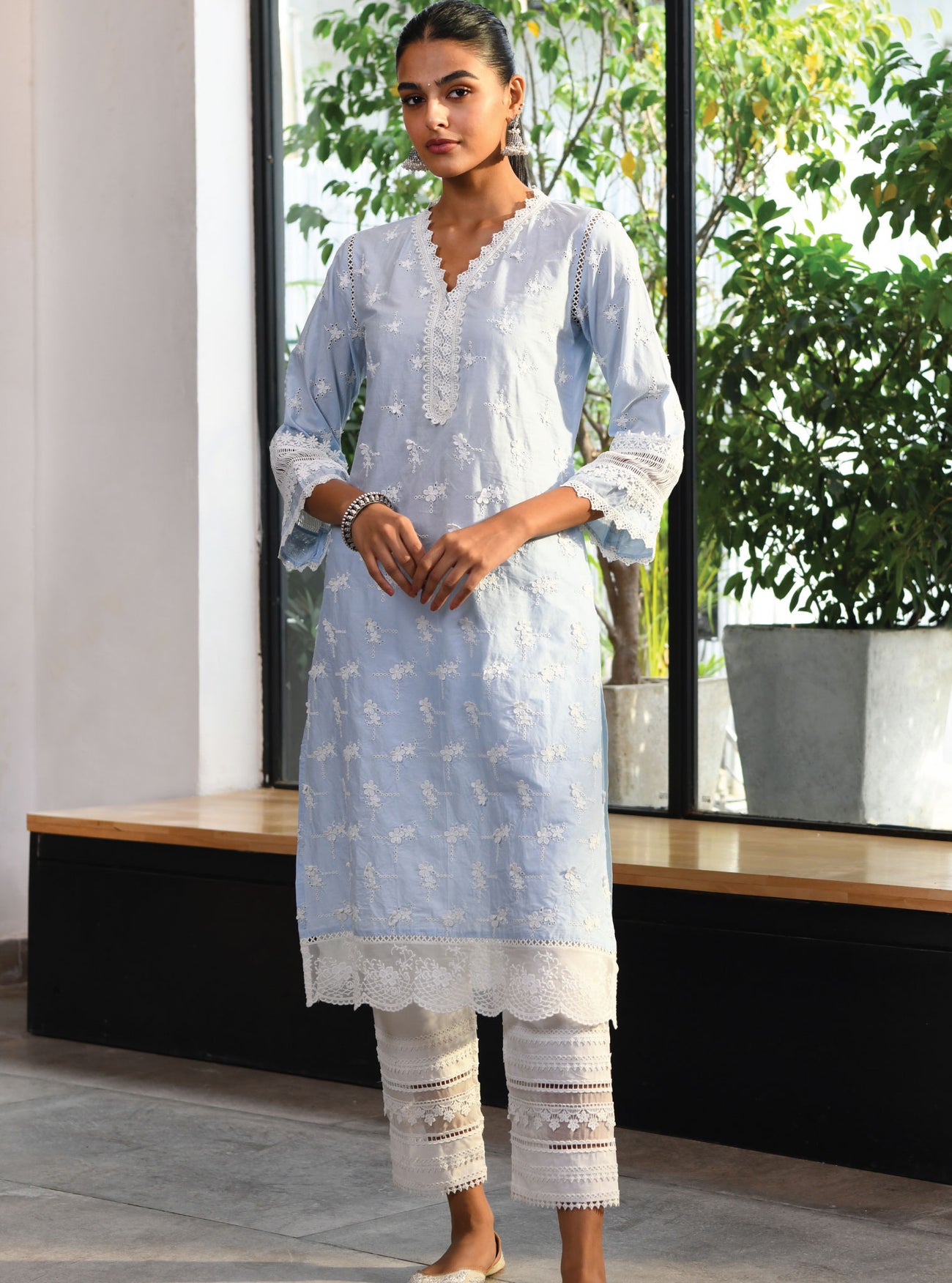 Marble Delphi Supima Cotton Blue Kurta Set main image 1