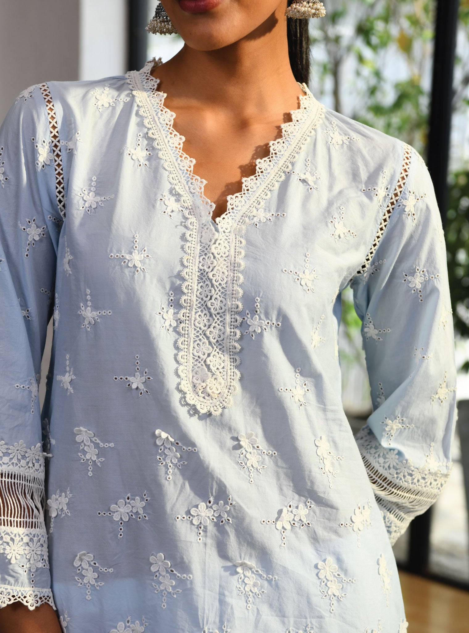 Mulmul Cotton Salisbury Blue Kurta