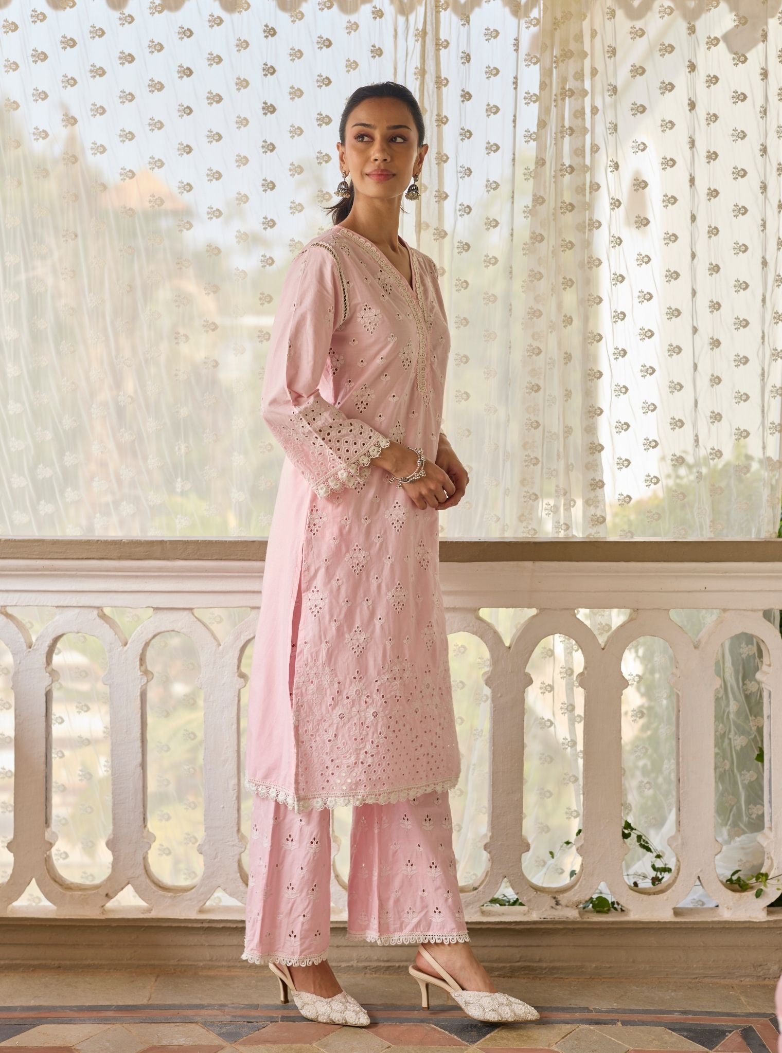 Peehu Supima Cotton Pink Kurta Set