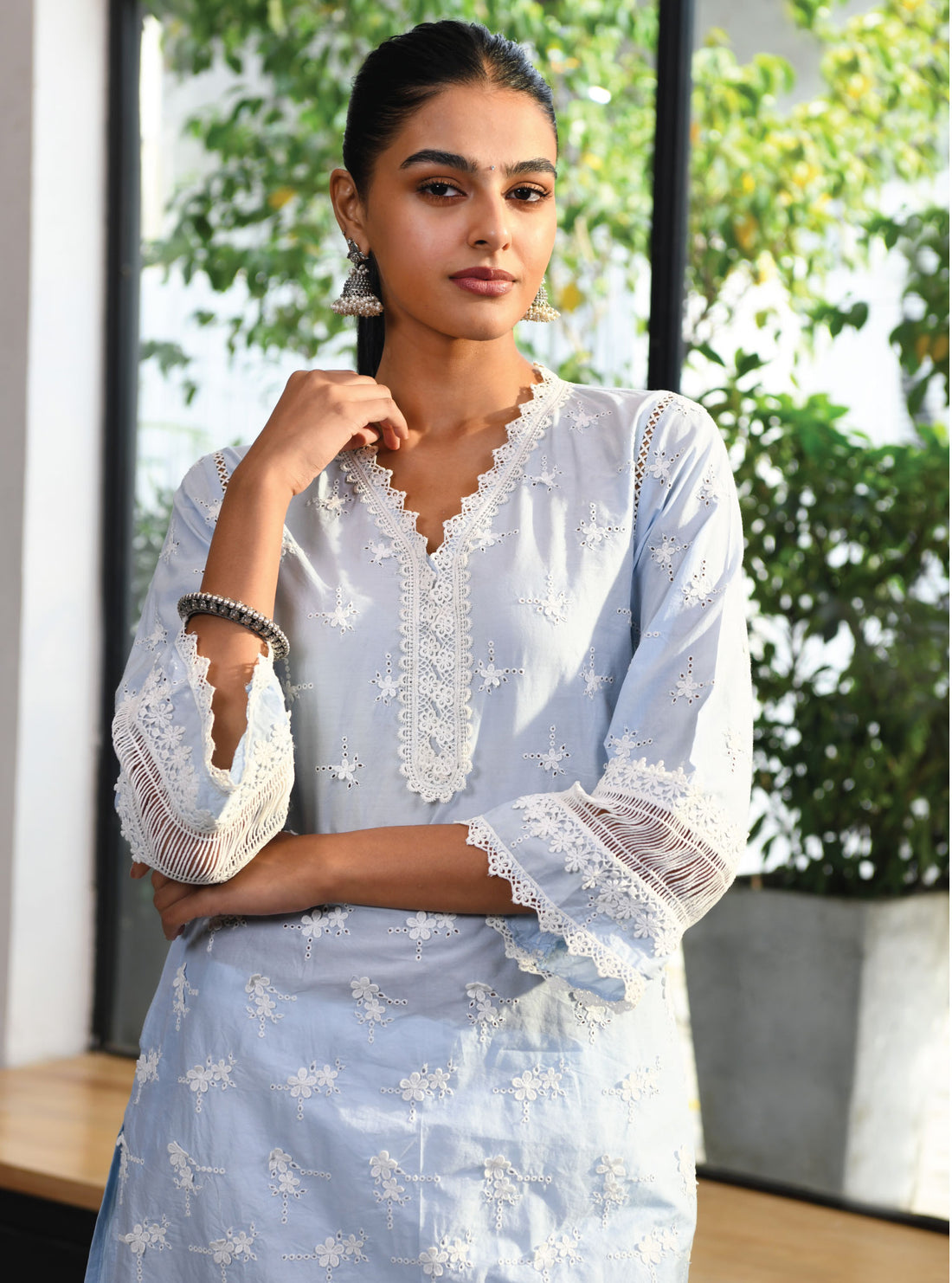 Marble Delphi Supima Cotton Blue Kurta Set