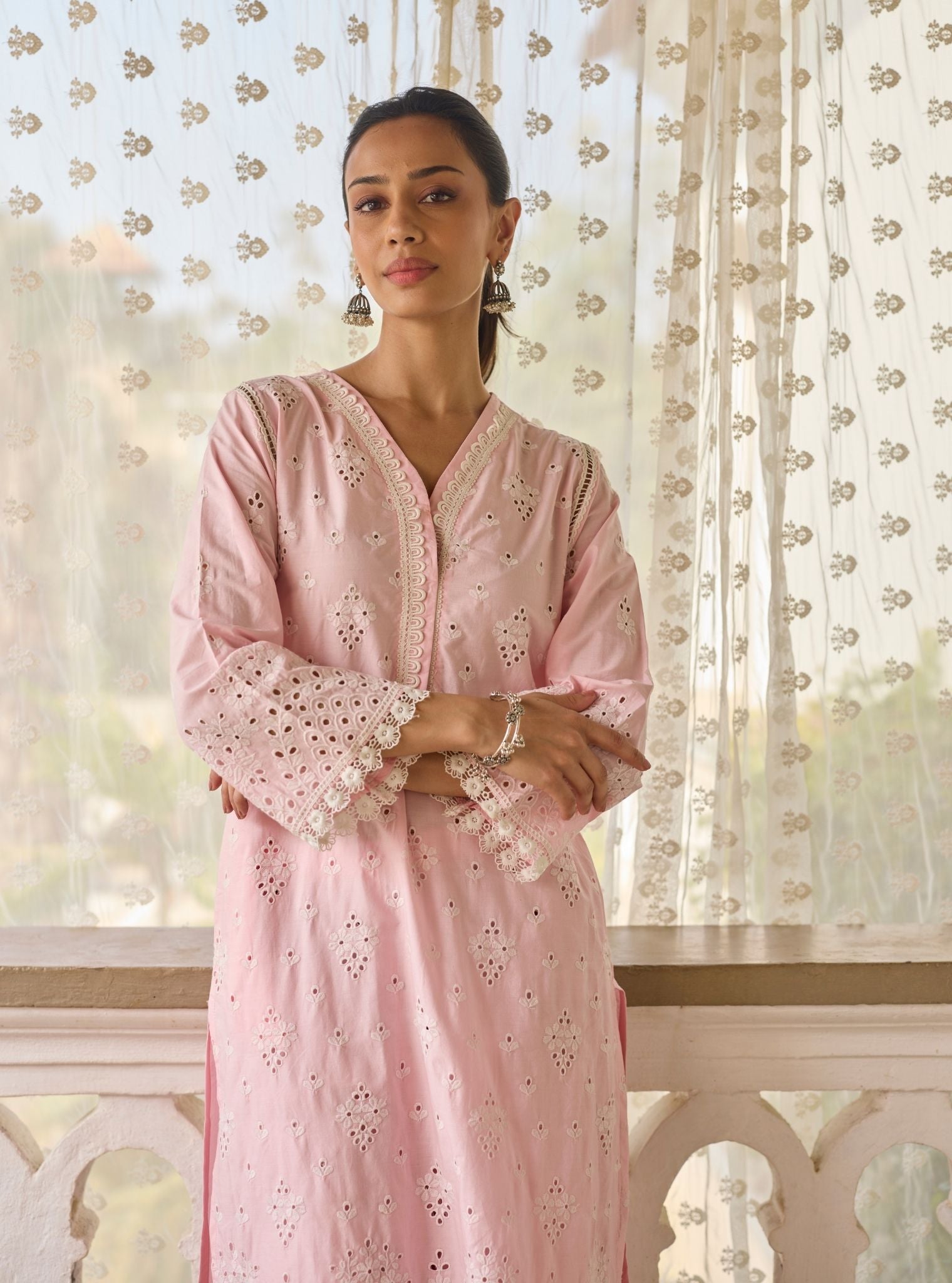 Peehu Supima Cotton Pink Kurta Set