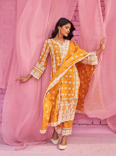 Mulmul Supima Cotton Zambi Orange Pant main image 0