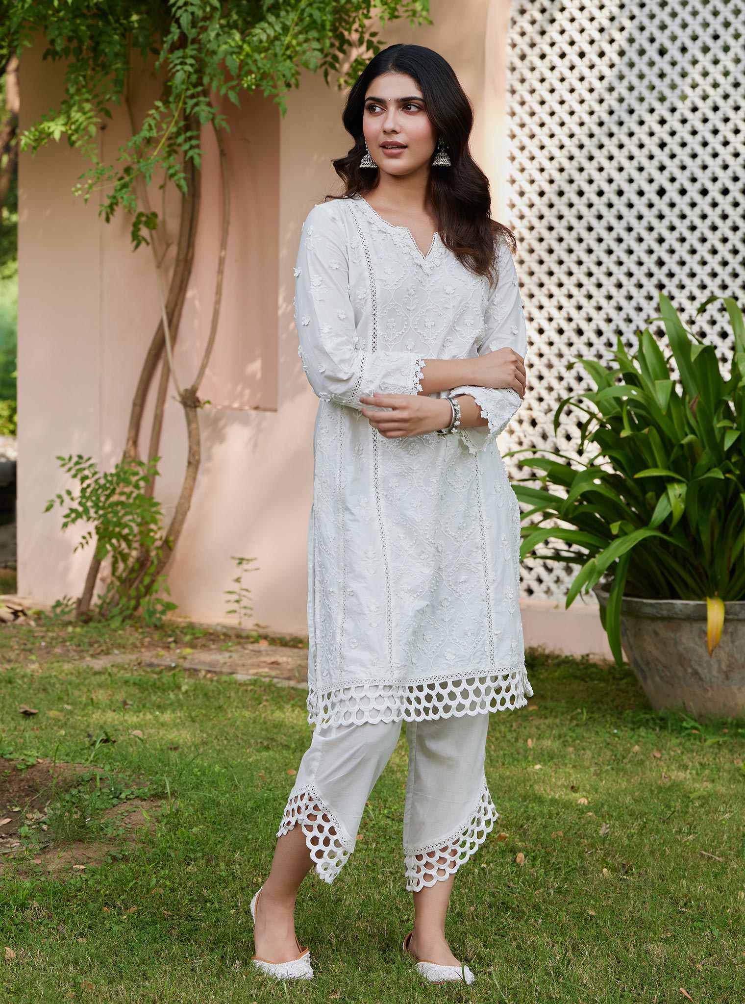 Mulmul Cotton Kainat Off White Kurta