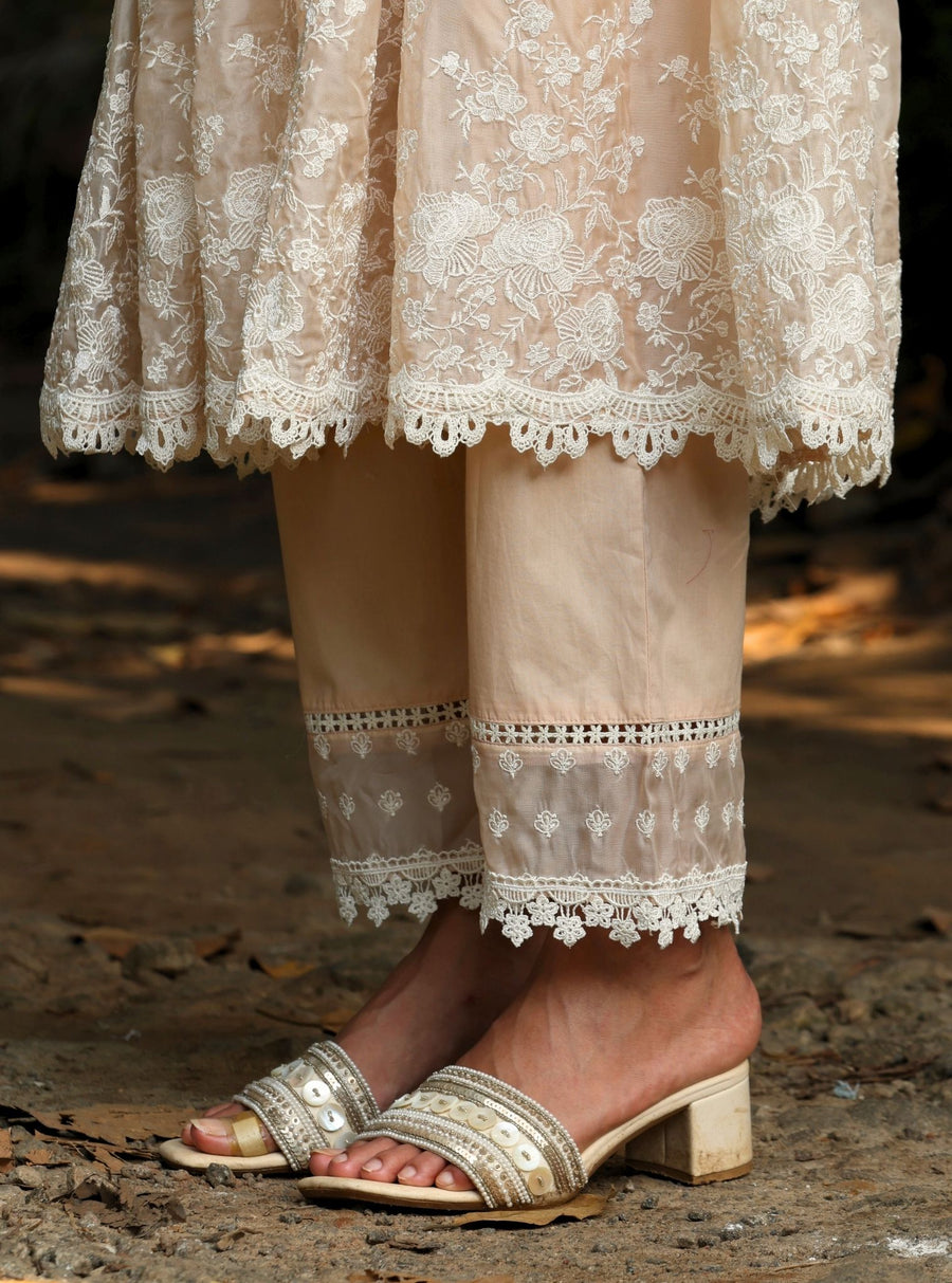 Neesa Organza Pink Anarkali Kurta Set