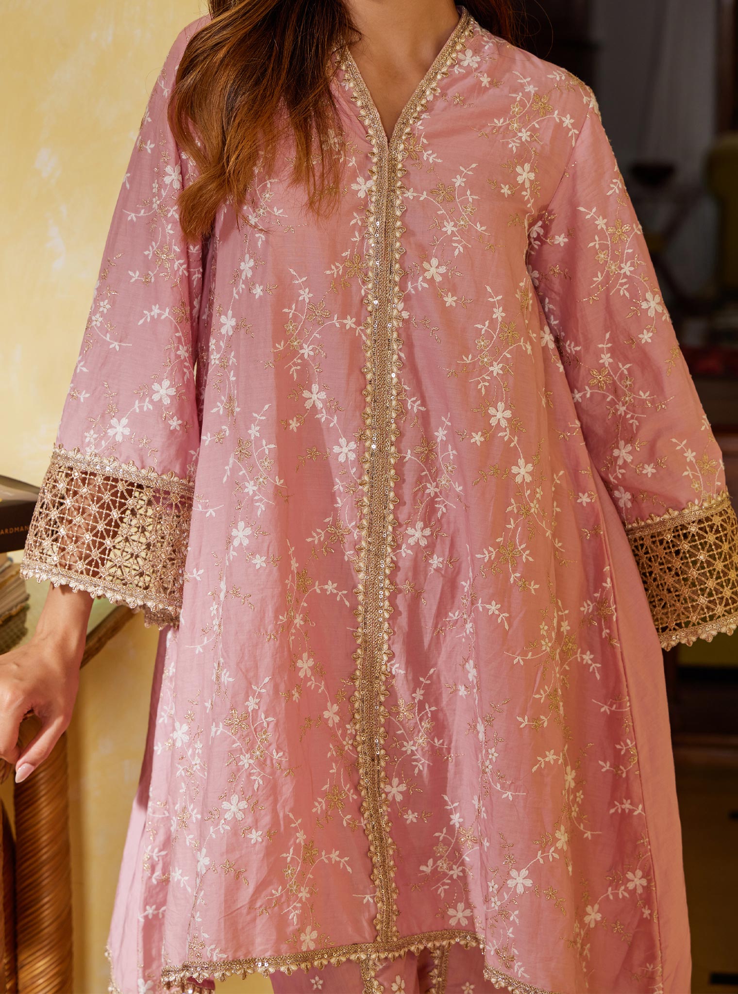 Mulmul Cotton Avira Pink Kurta