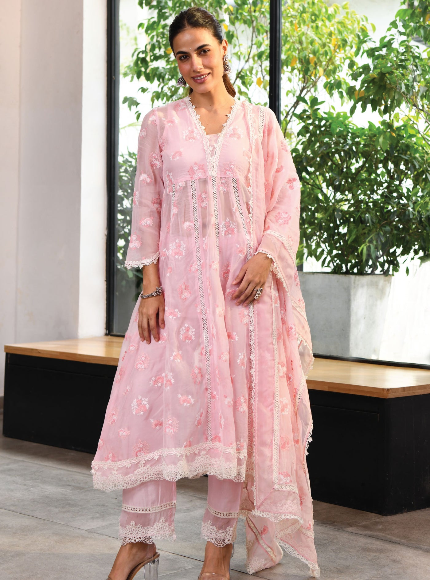 Mulmul Organza Aboli Pink Dupatta