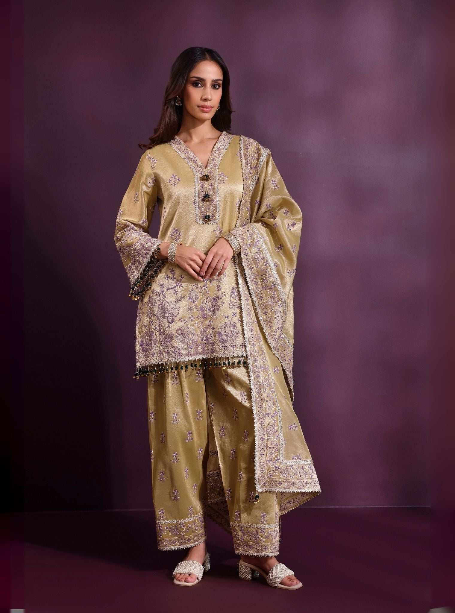 Mulmul Tissue Lovi Pista Green Dupatta