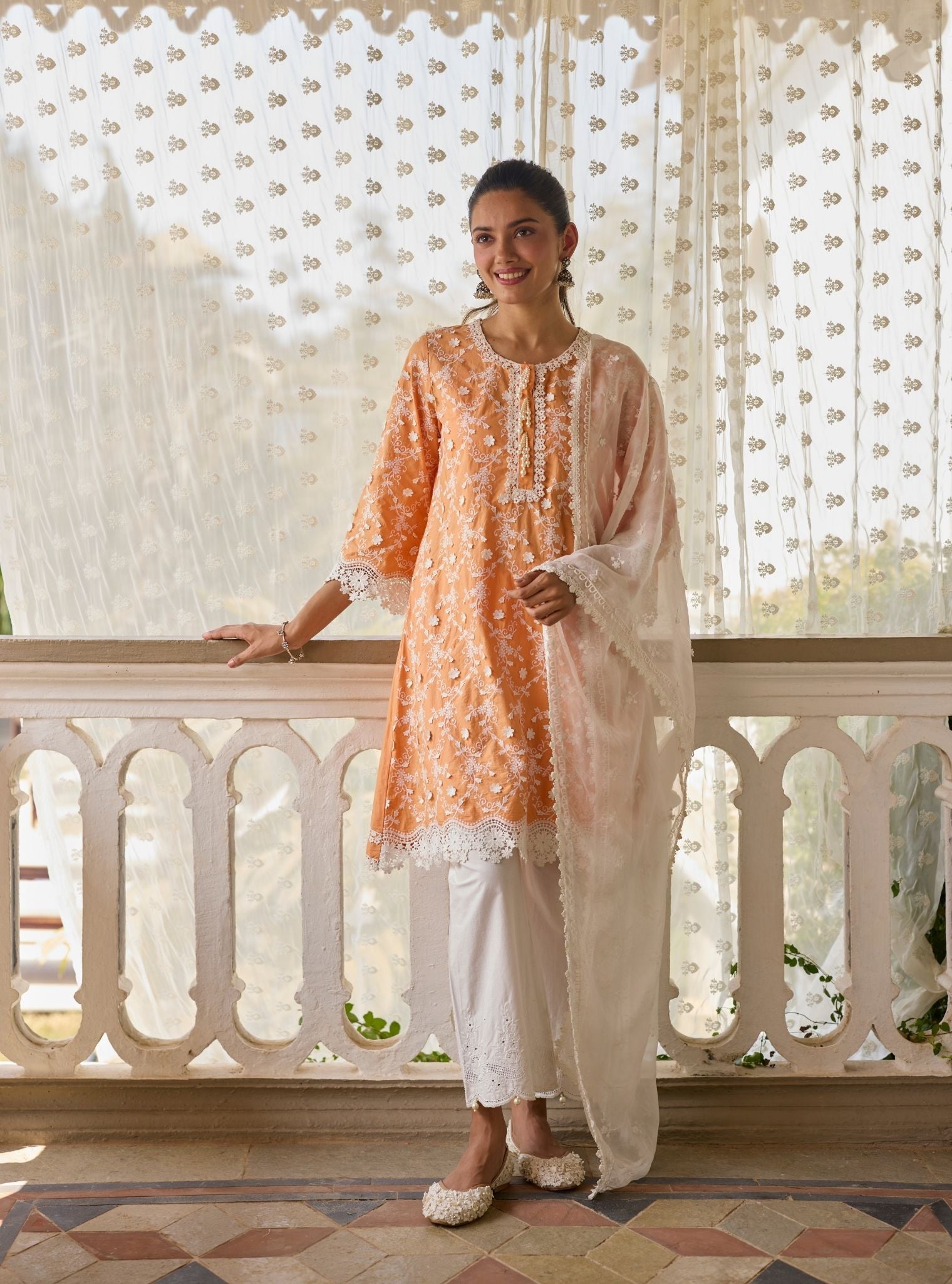 BayBreeze Supima Cotton Orange Kurta Set