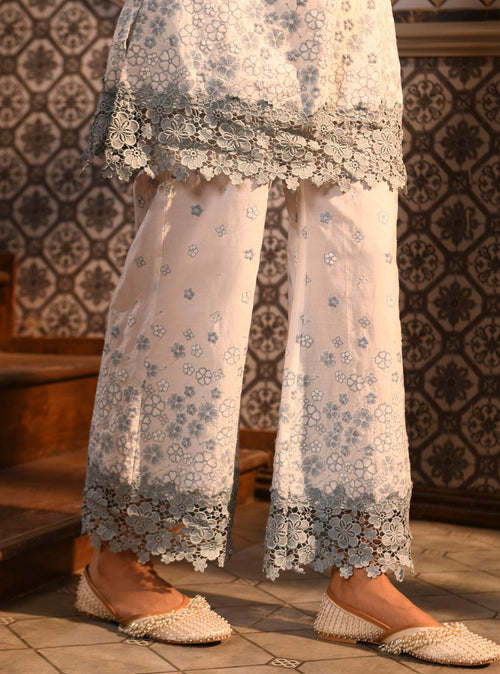 Mulmul Supima Cotton Riwa White Kurta main image 0