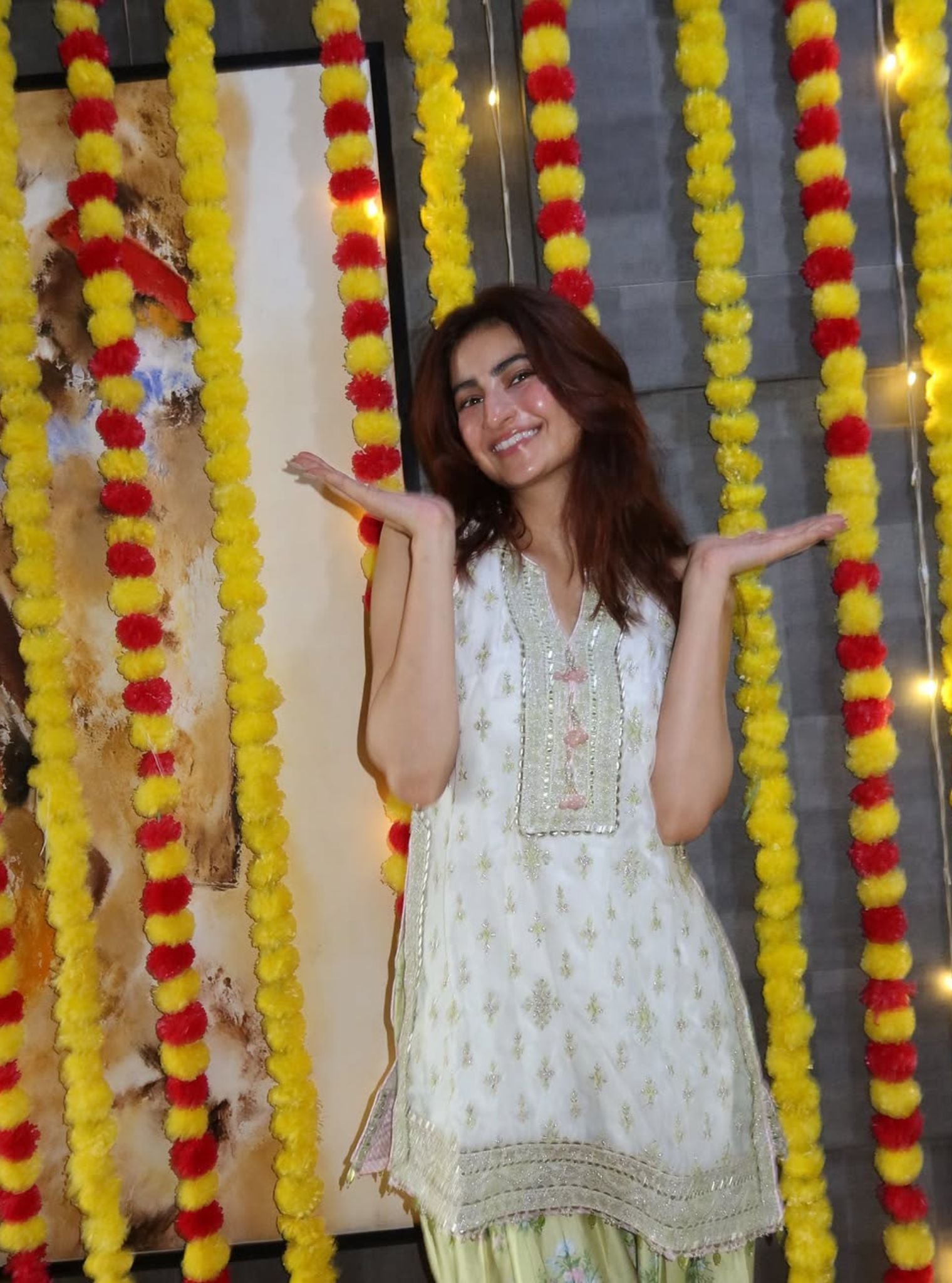 Elaan Organza Off-White Kurta with Farshi Salwar