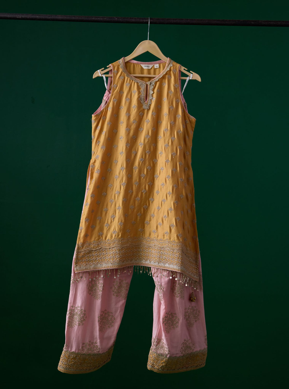 Sugandh Pima Satin Mustard Kurta Set