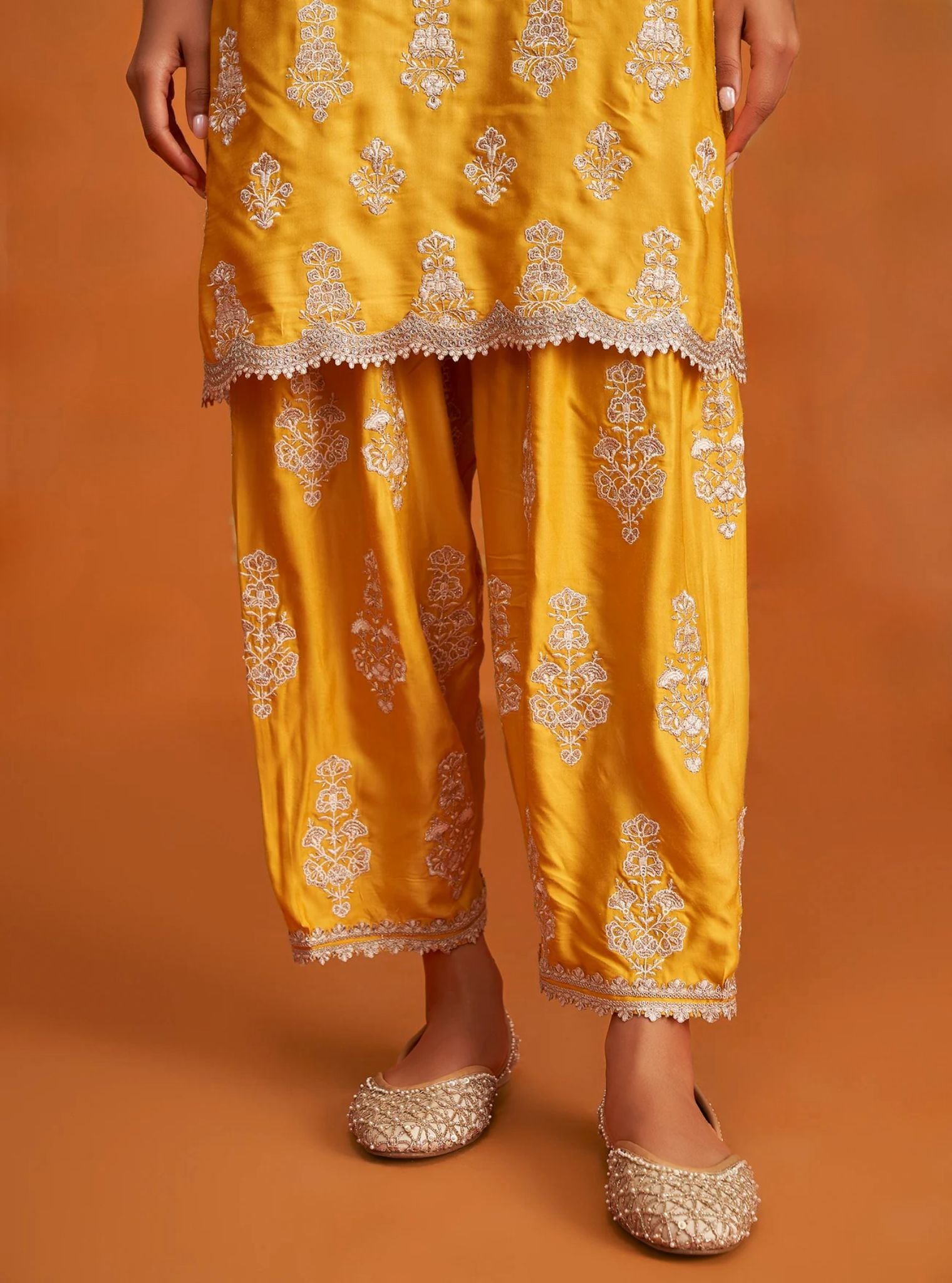 Alia Intira Cupro Satin Yellow Kurta Set