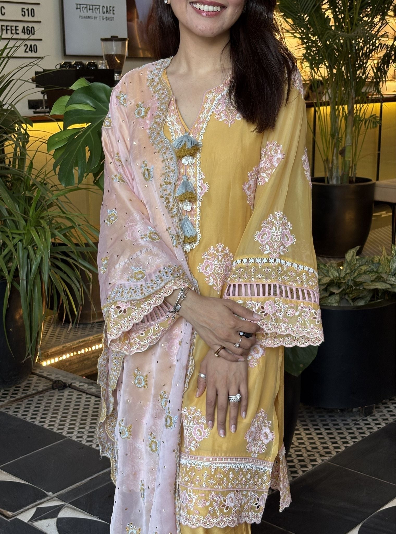 Suko Organza Yellow Kurta Set