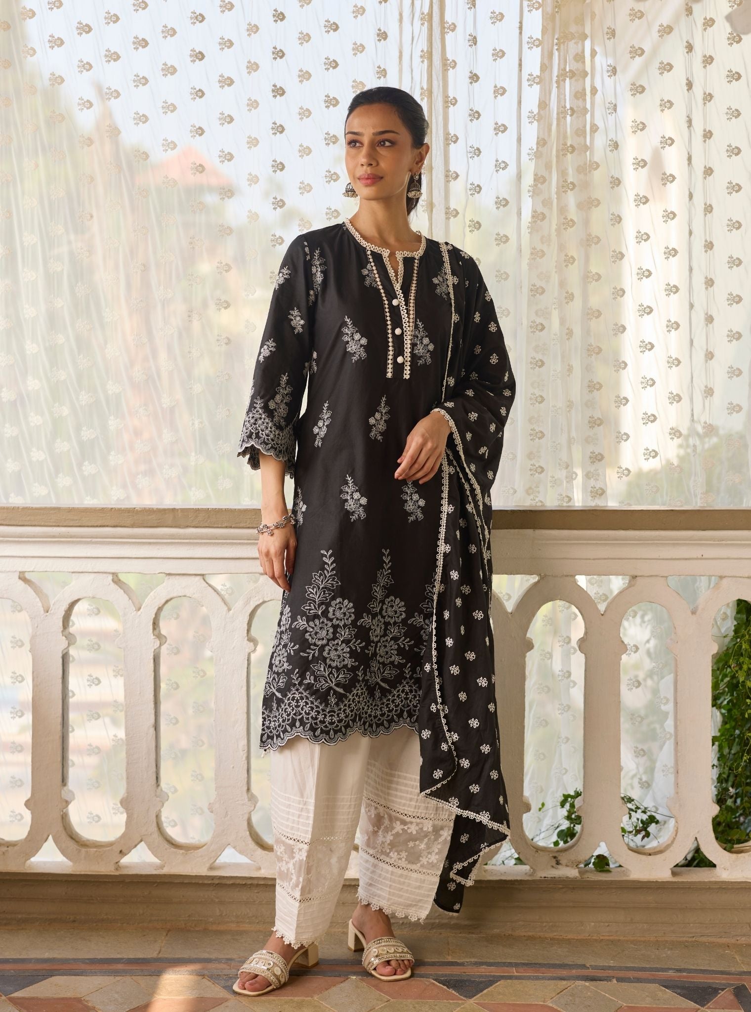 Moon Light Supima Cotton Black Kurta Set
