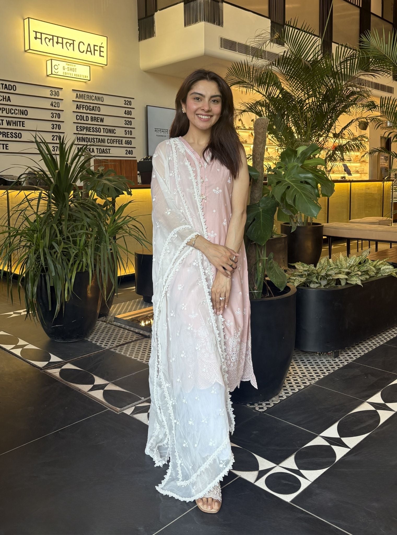 Kora Supima Cotton Dusty Pink Kurta Set